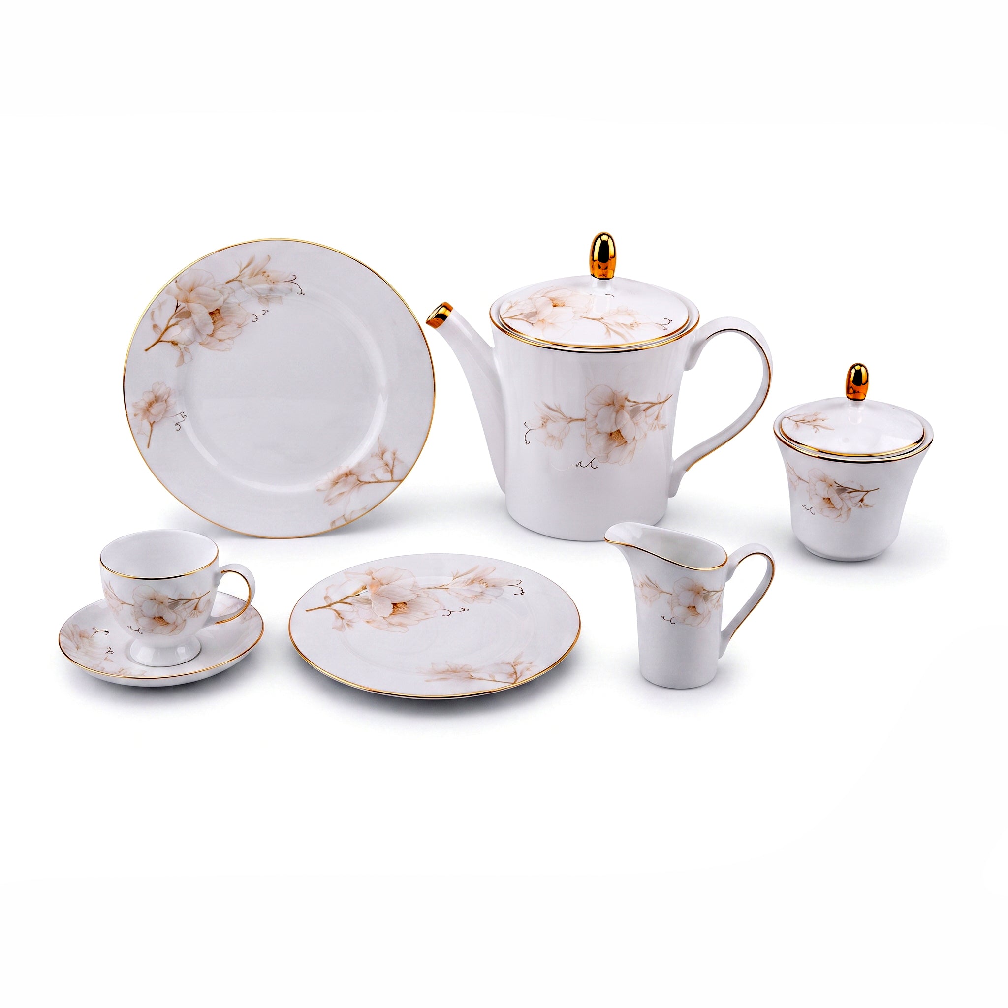 Onemore 24-Pieces 6-Serving Fine Bonne China Tea Sets