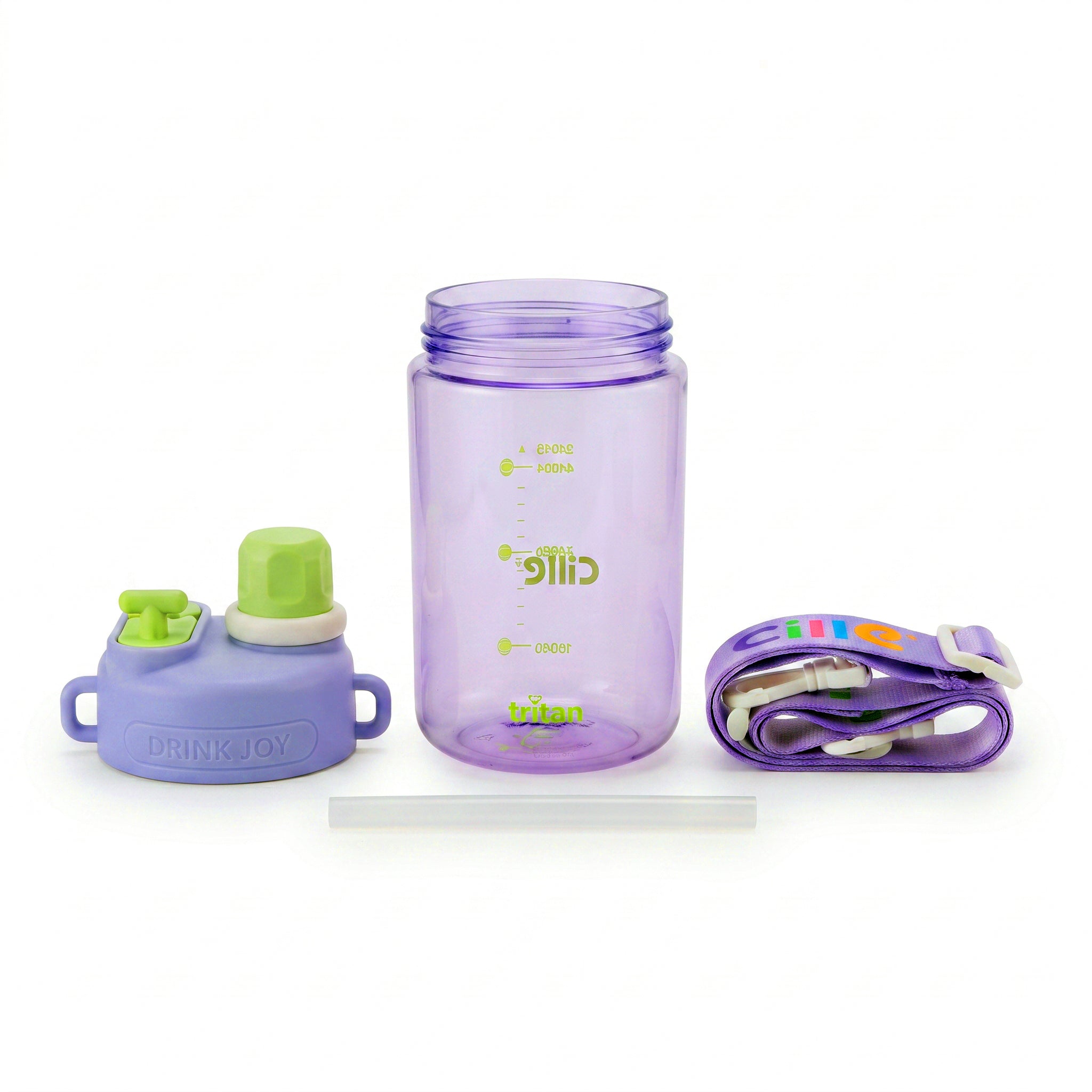 Cille 560 ML Kids Plastic Water Bottles With Straw, Spout AND Carry Strap