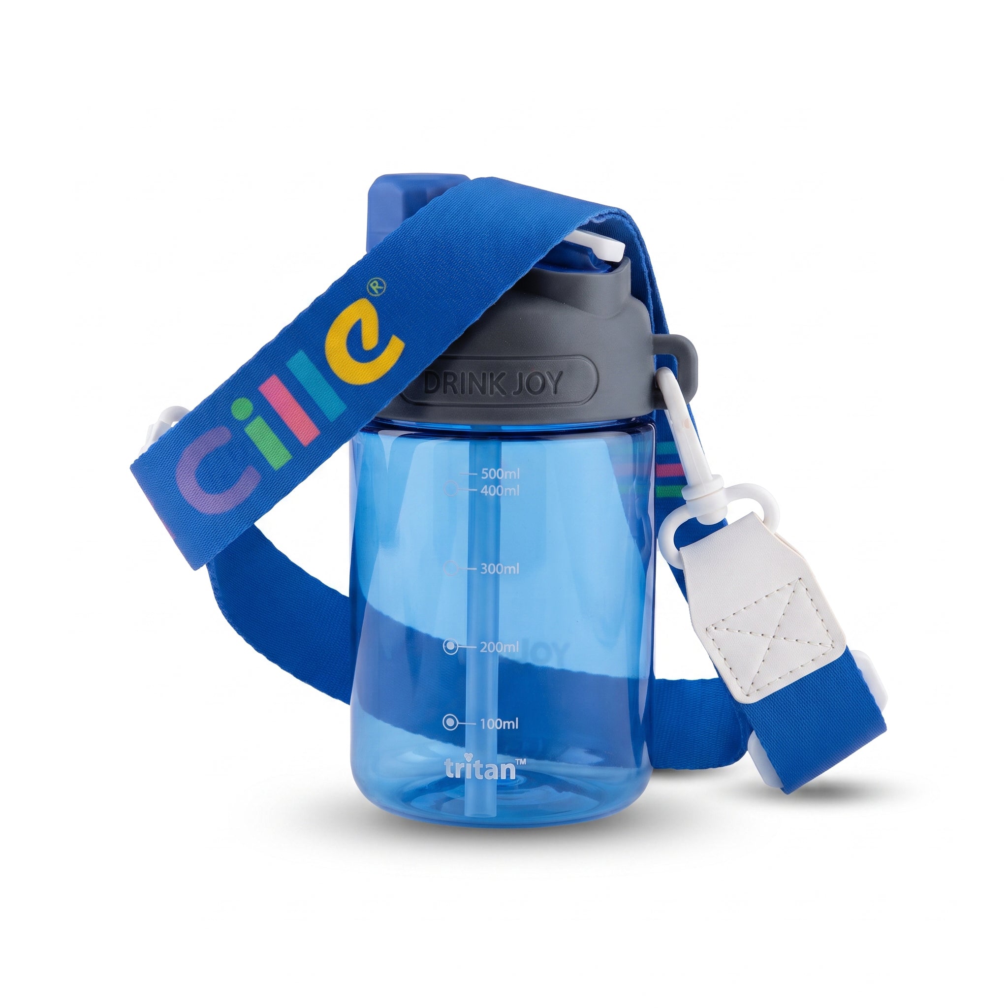 Cille 560 ML Kids Plastic Water Bottles With Straw, Spout AND Carry Strap