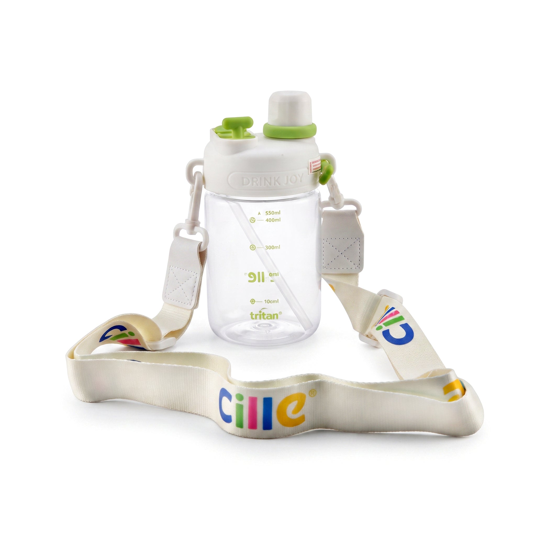 Cille 560 ML Kids Plastic Water Bottles With Straw, Spout AND Carry Strap