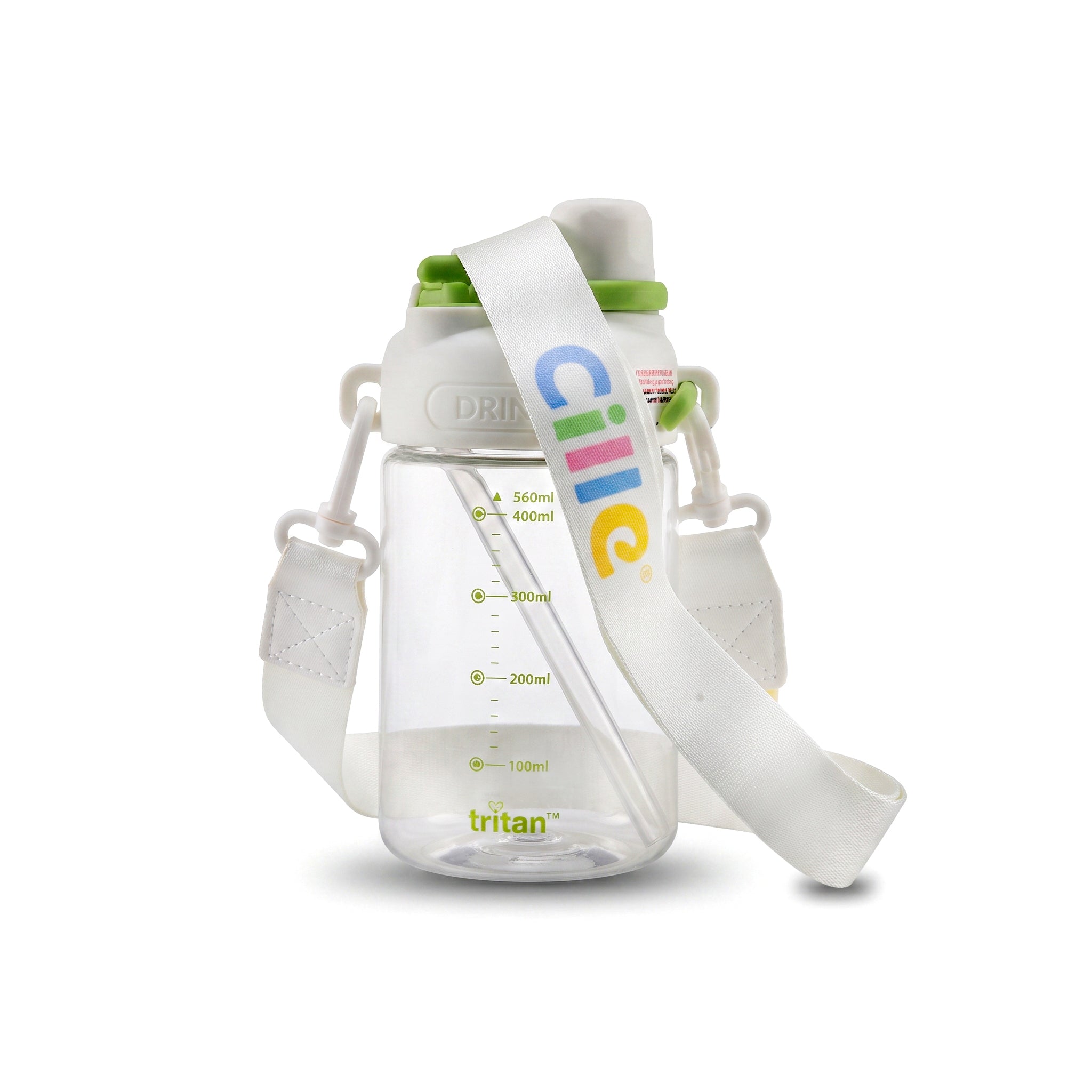 Cille 560 ML Kids Plastic Water Bottles With Straw, Spout AND Carry Strap