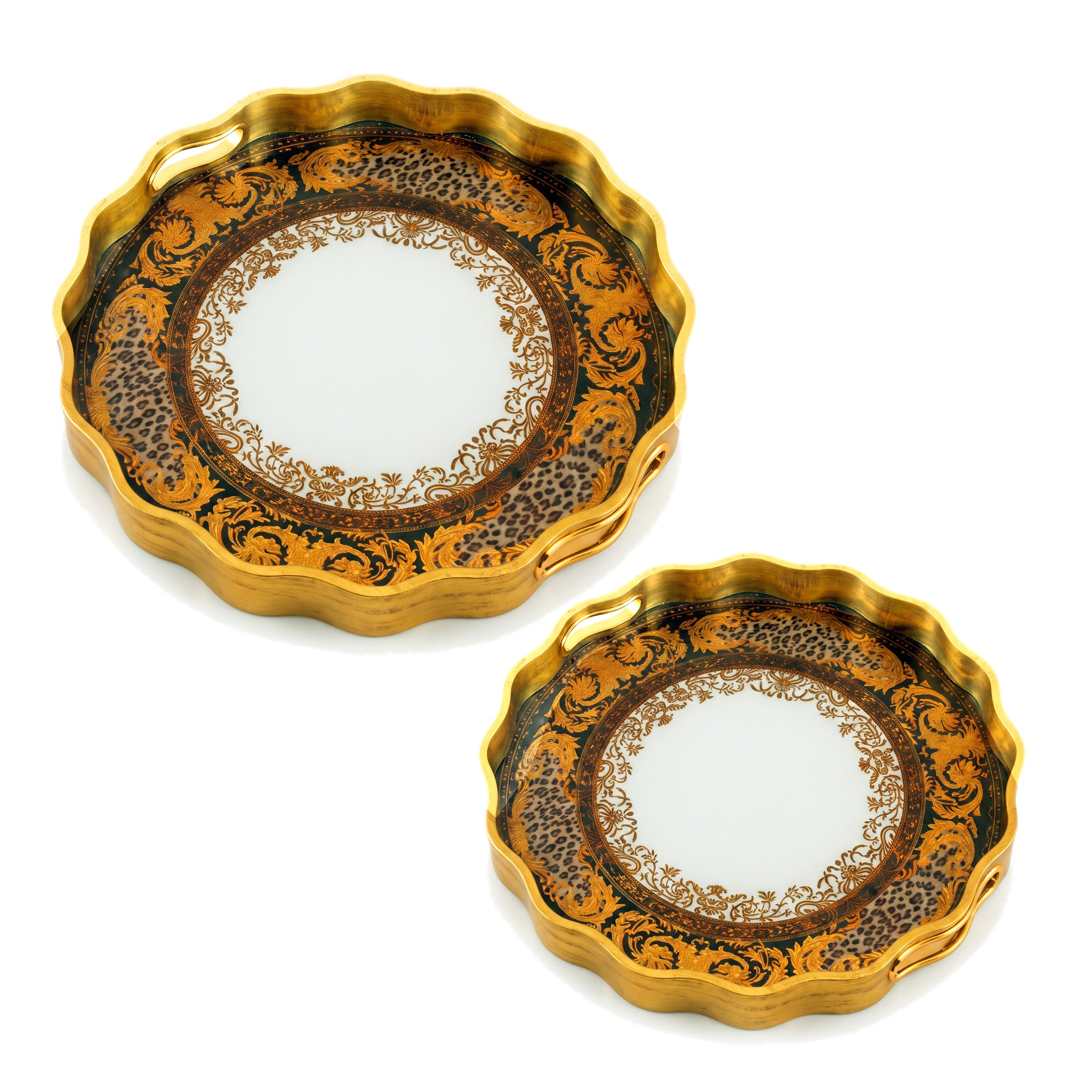 Angela Round Glass Tray Sets With Fiber Plastic Walls