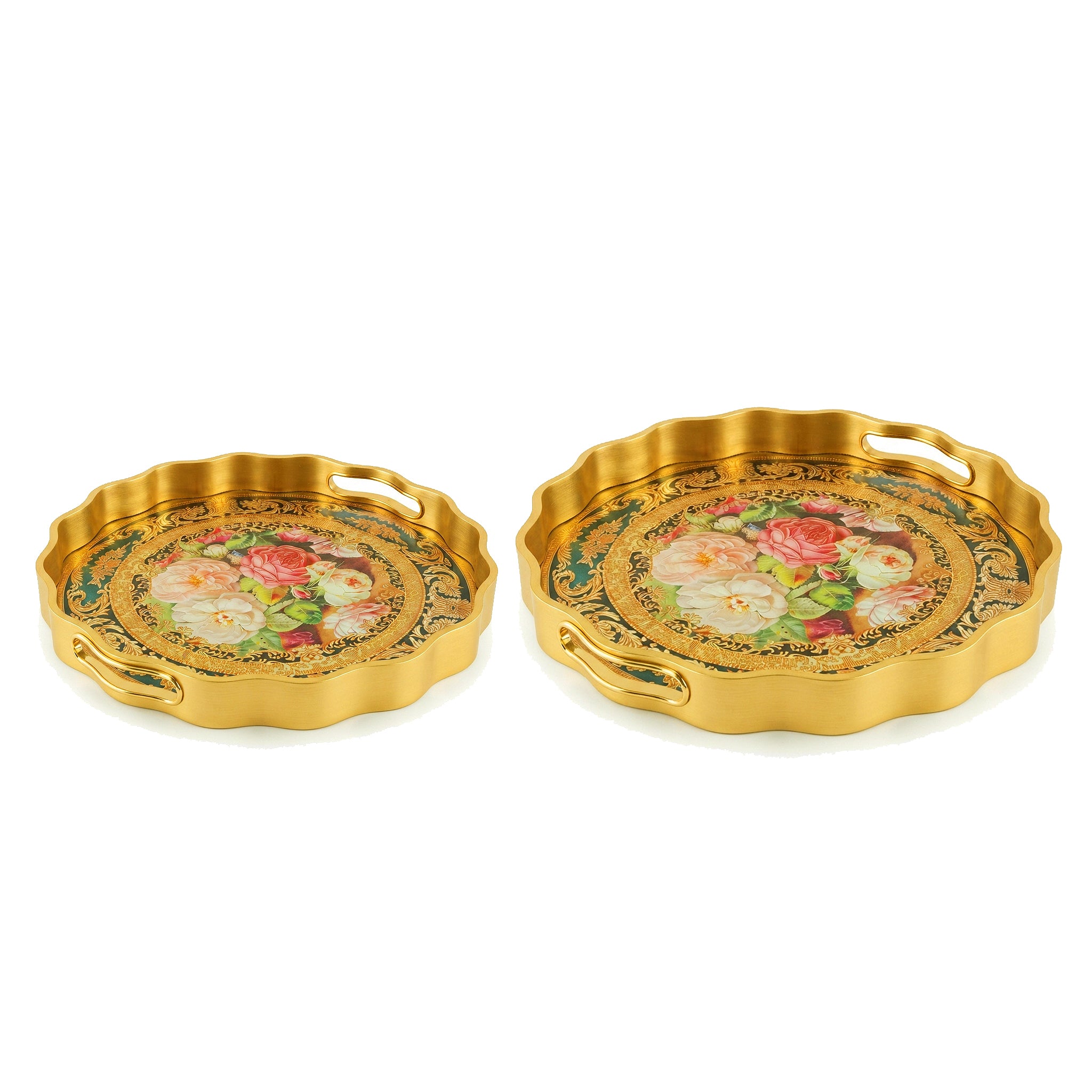 Angela Round Glass Tray Sets With Fiber Plastic Walls