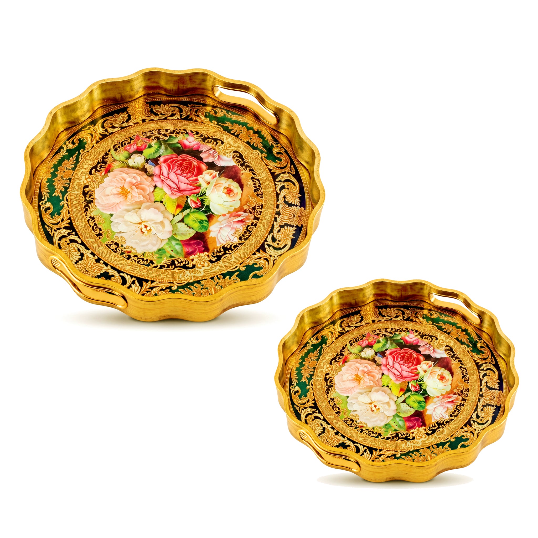 Angela Round Glass Tray Sets With Fiber Plastic Walls