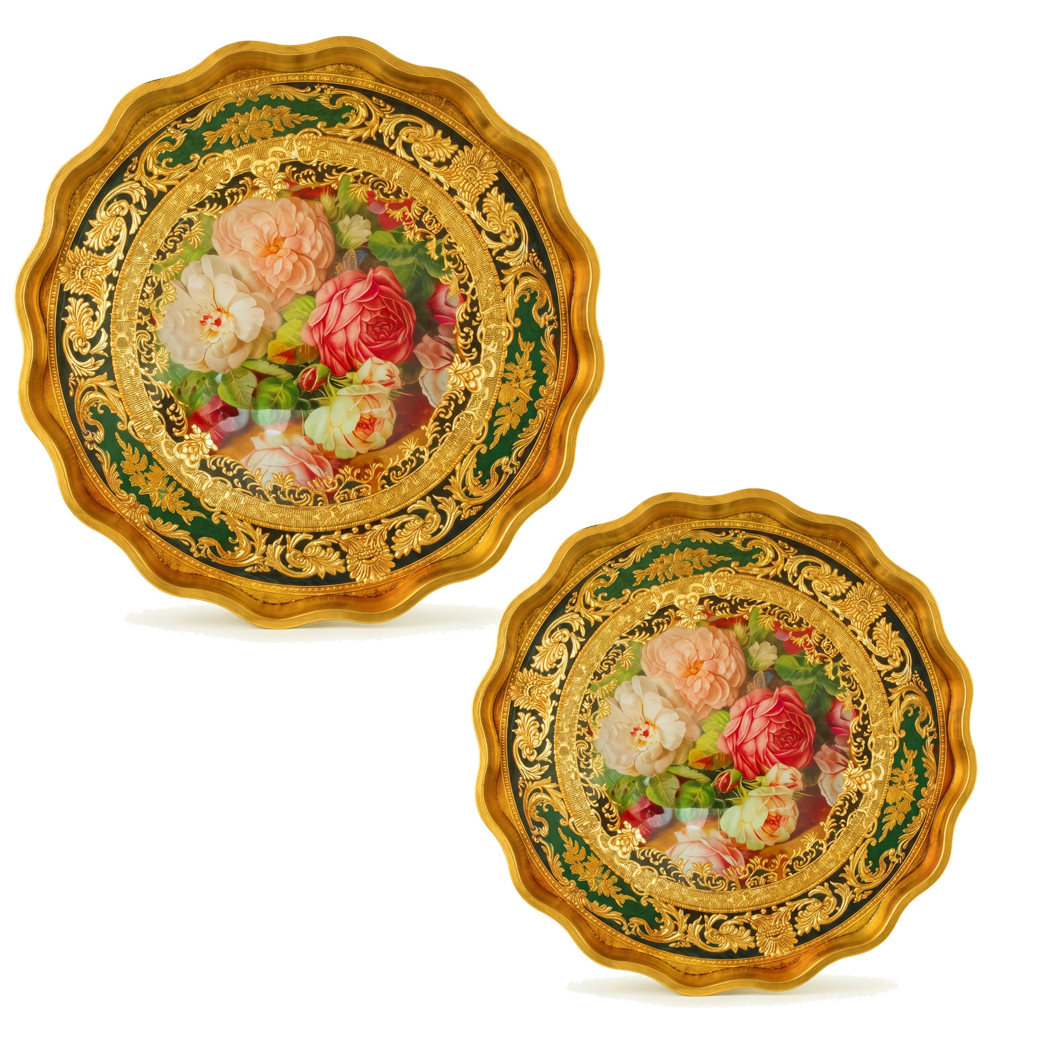 Angela Round Glass Tray Sets With Fiber Plastic Walls