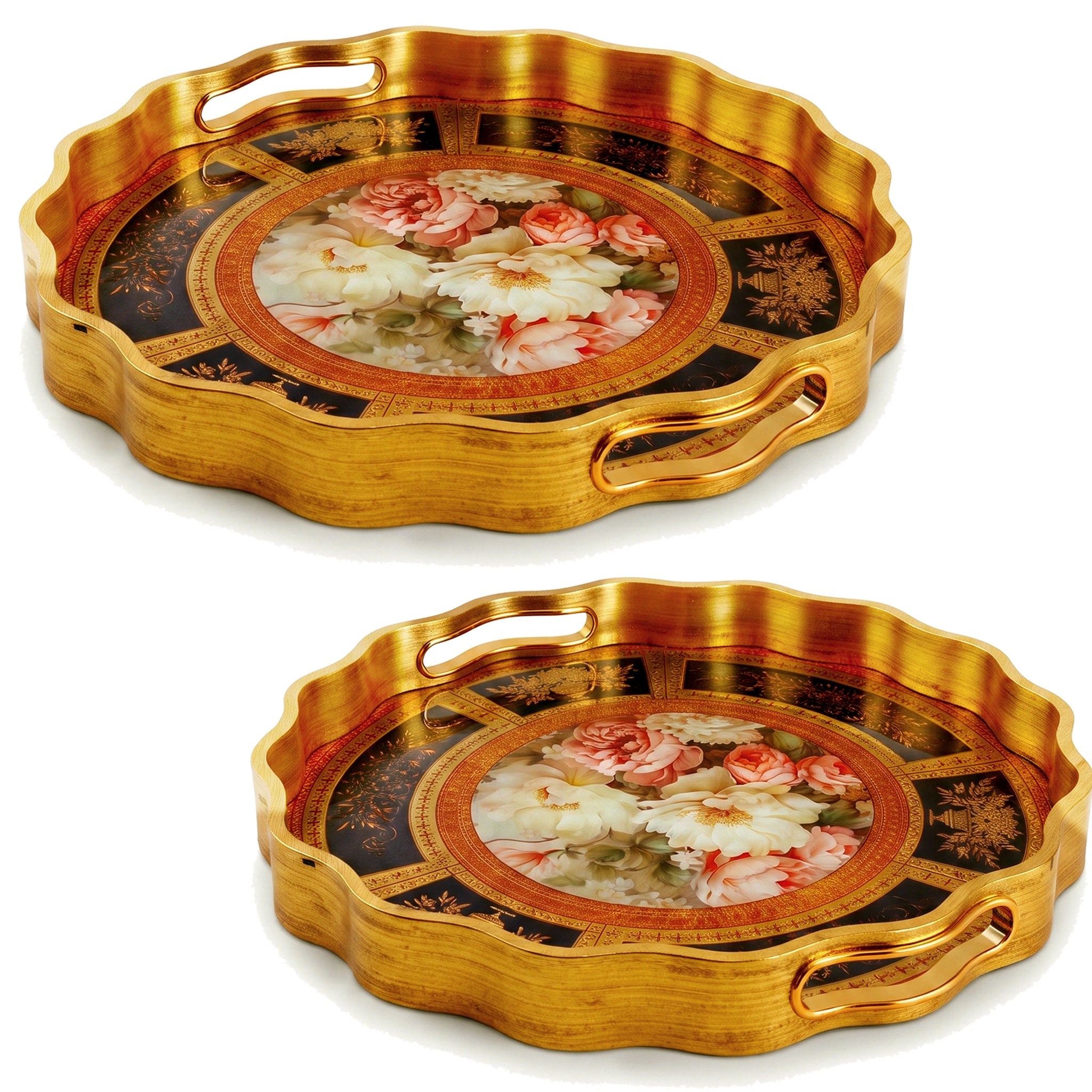 Angela Round Glass Tray Sets With Fiber Plastic Walls