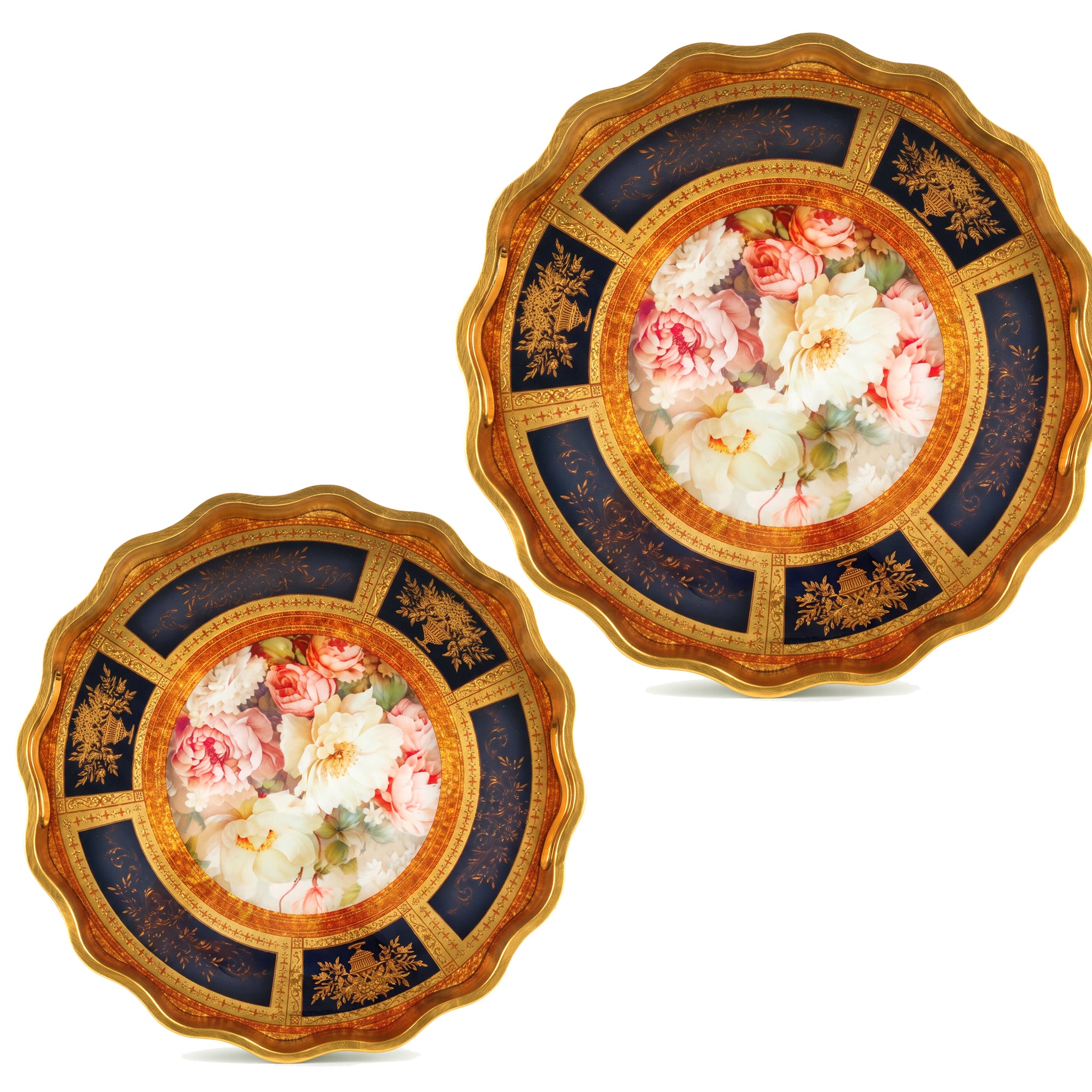 Angela Round Glass Tray Sets With Fiber Plastic Walls