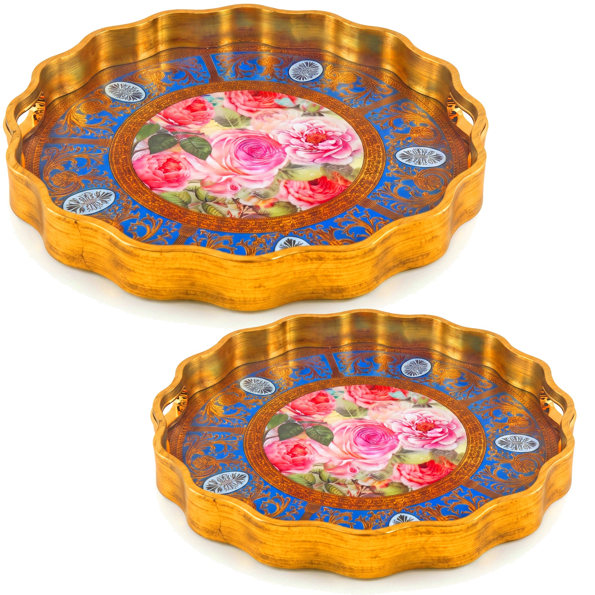 Angela Round Glass Tray Sets With Fiber Plastic Walls