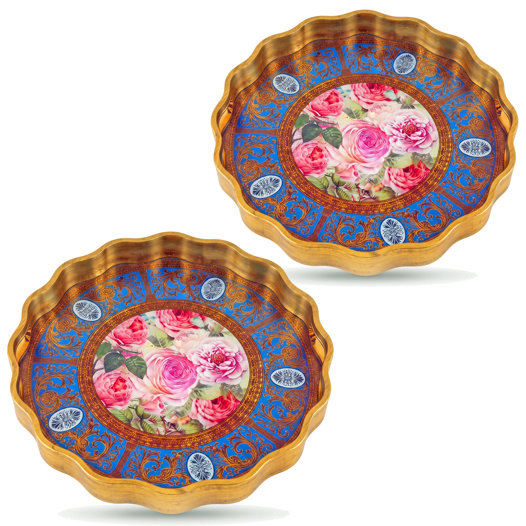 Angela Round Glass Tray Sets With Fiber Plastic Walls