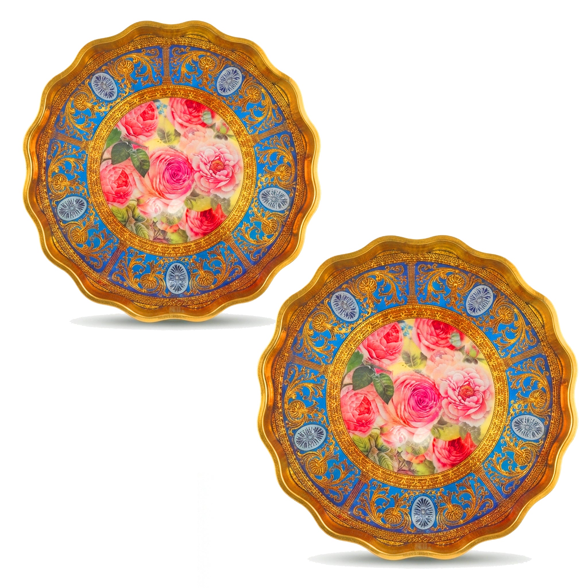 Angela Round Glass Tray Sets With Fiber Plastic Walls