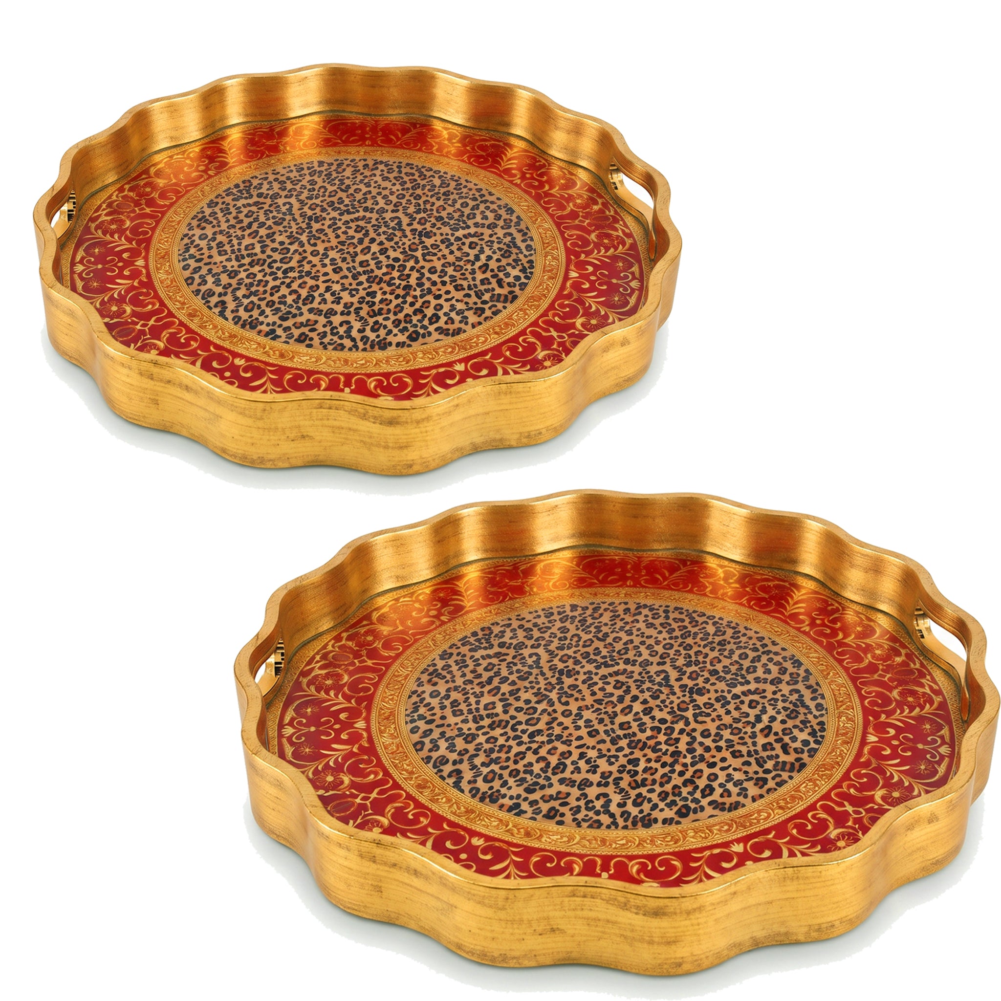 Angela Round Glass Tray Sets With Fiber Plastic Walls
