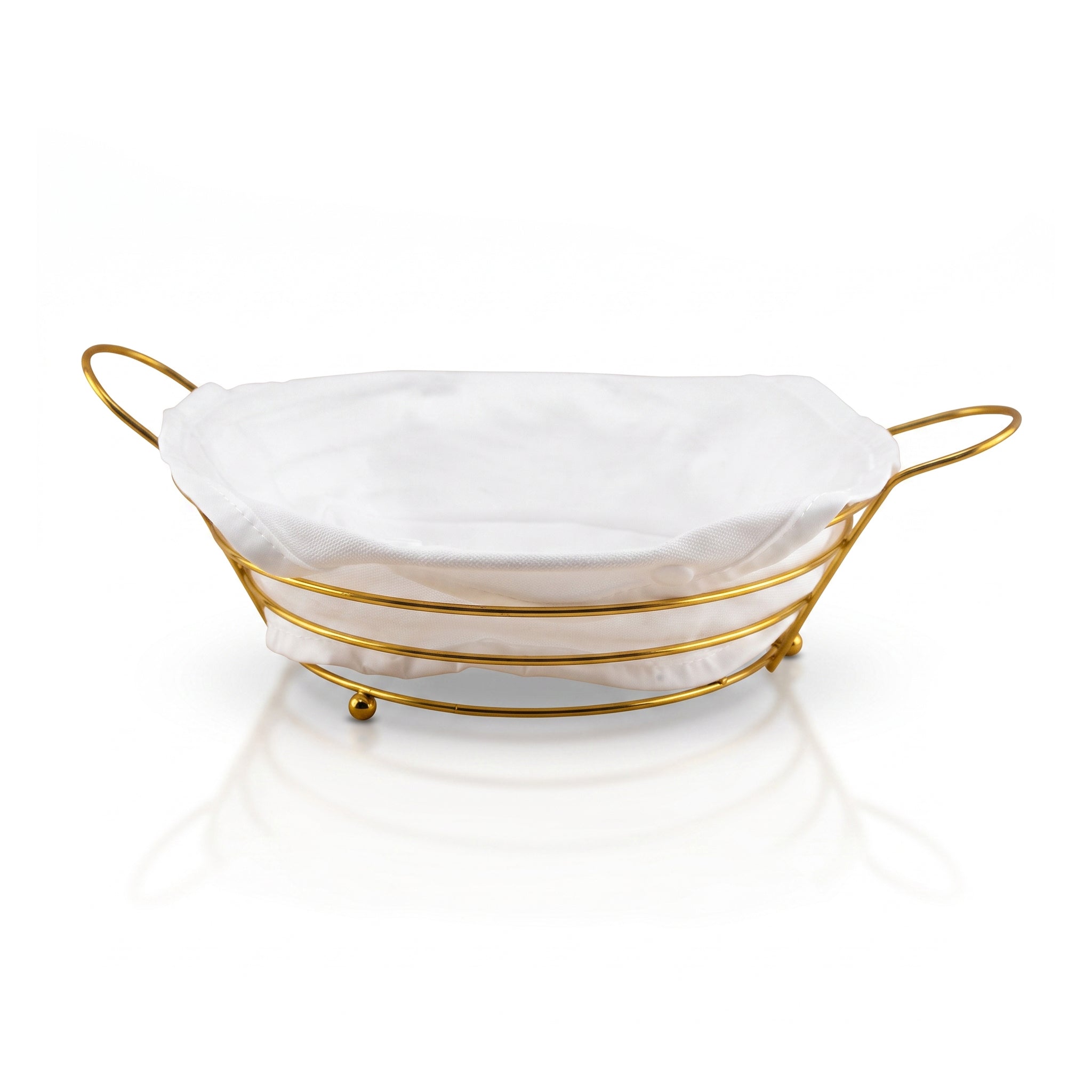 Pinpin Golden Metal Bread Basket with Fabric Lining