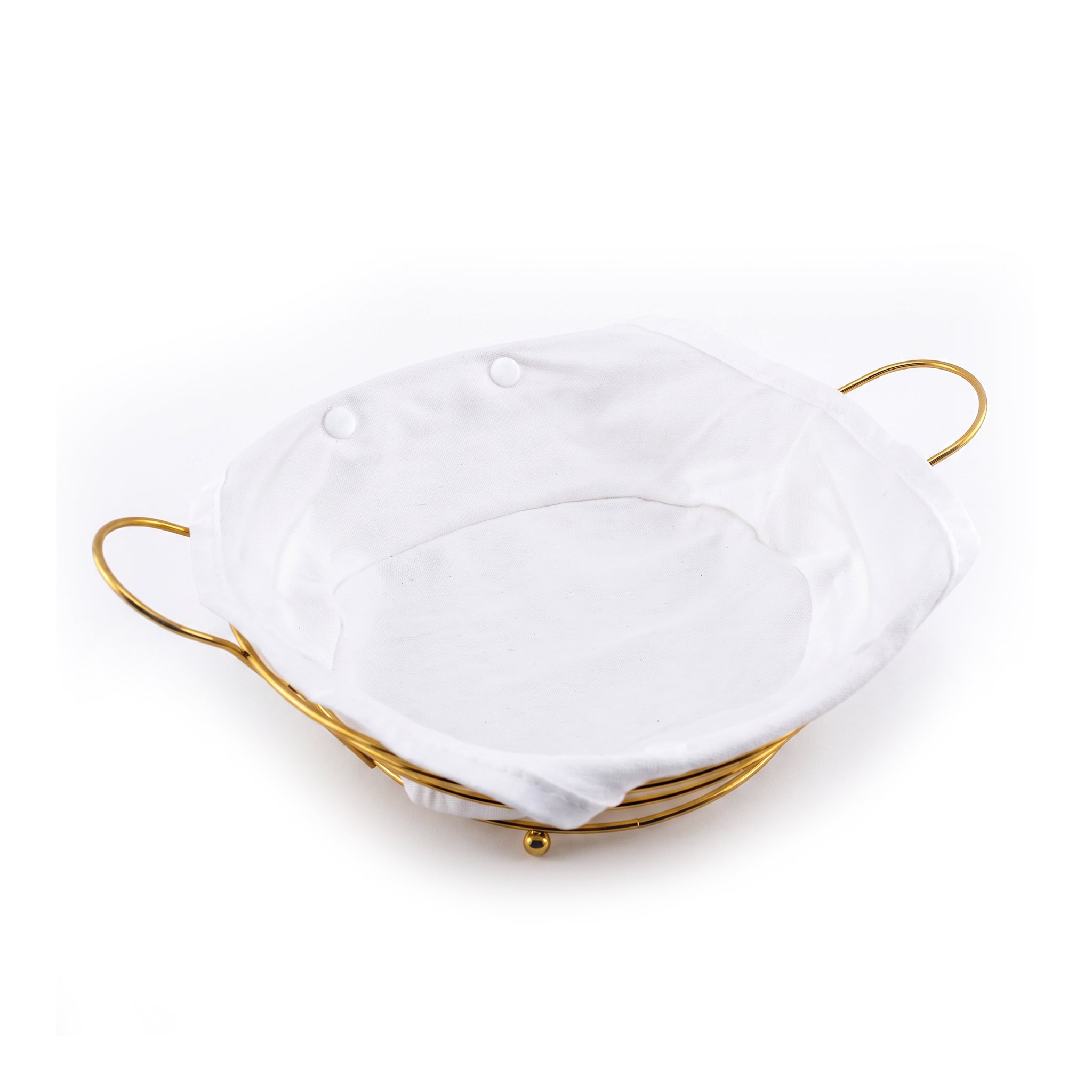 Pinpin Golden Metal Bread Basket with Fabric Lining