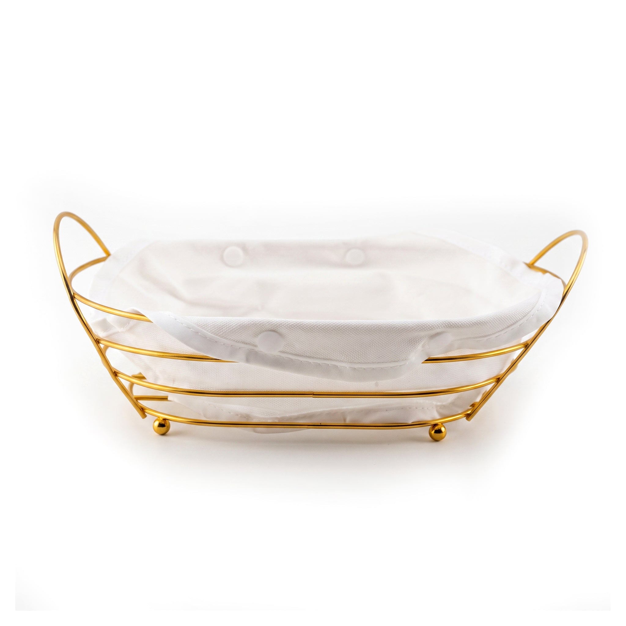 Pinpin Golden Metal Bread Basket with Fabric Lining