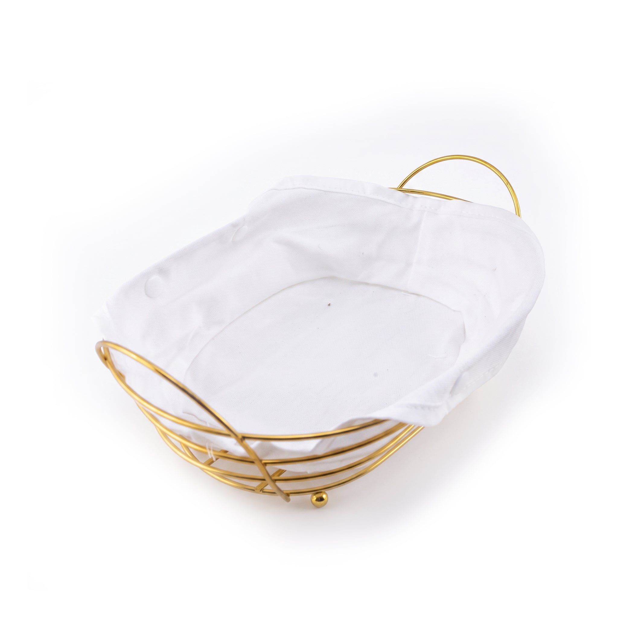 Pinpin Golden Metal Bread Basket with Fabric Lining