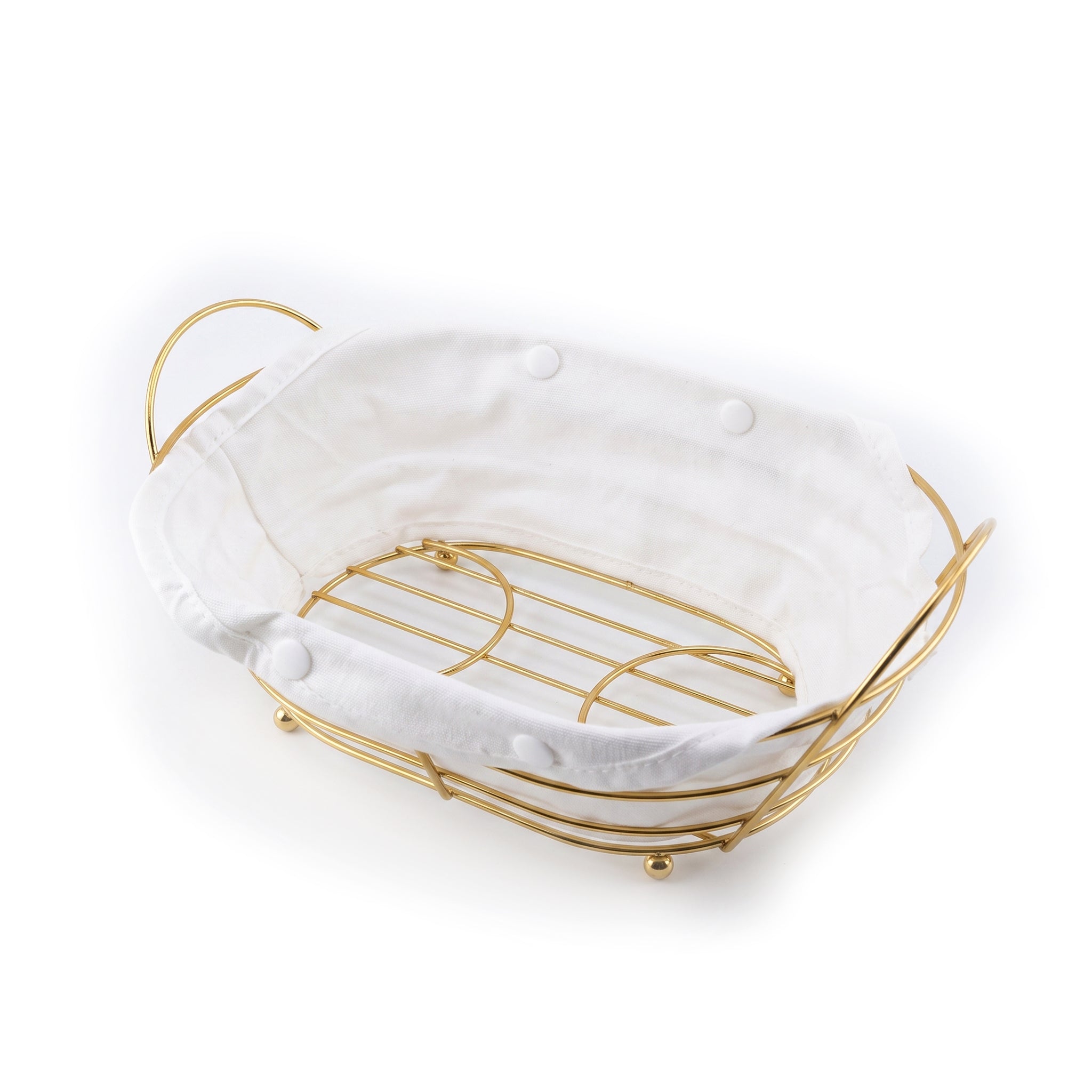 Pinpin Golden Metal Bread Basket with Fabric Lining