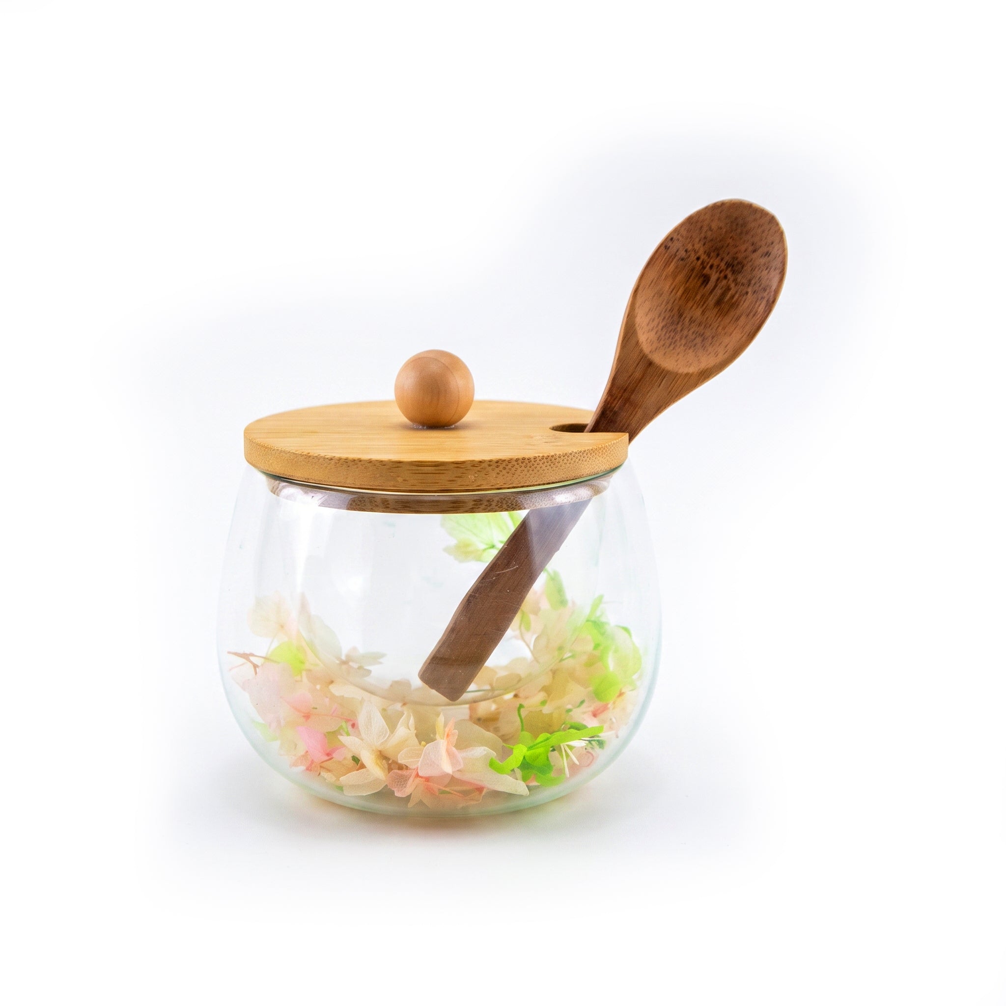 D.W.M 170 ML Double Wall Glass Mason Jar With Wooden Spoon