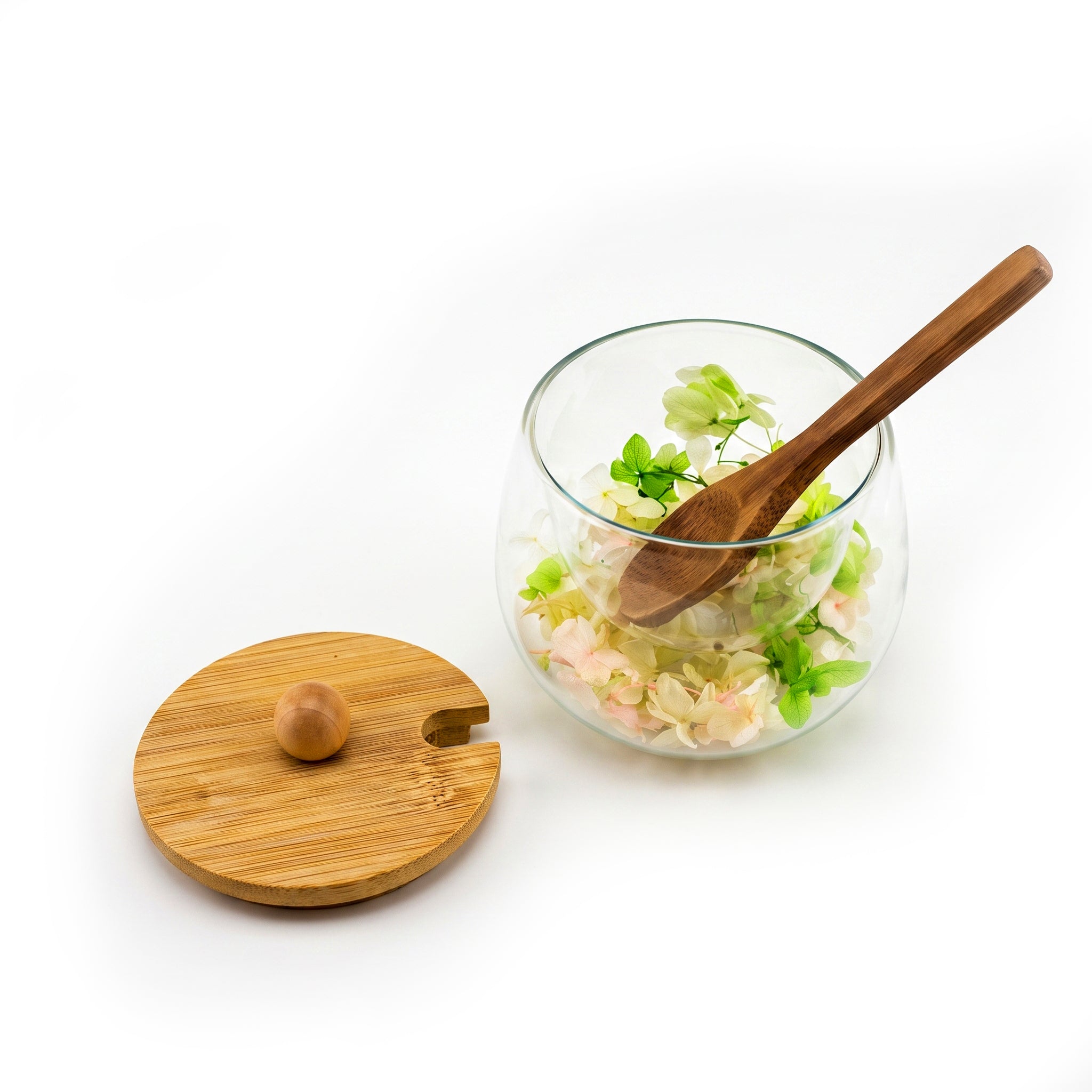 D.W.M 170 ML Double Wall Glass Mason Jar With Wooden Spoon