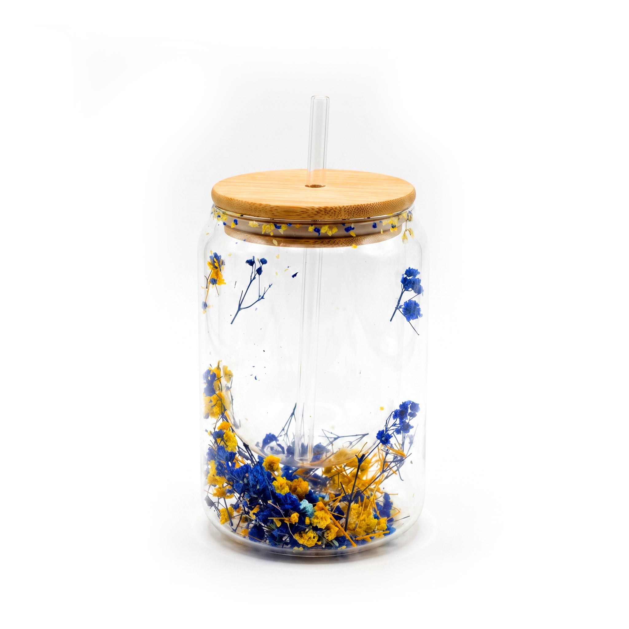 D.W.M 470 ML Double Wall Glass Mason Jar With Glass Straw