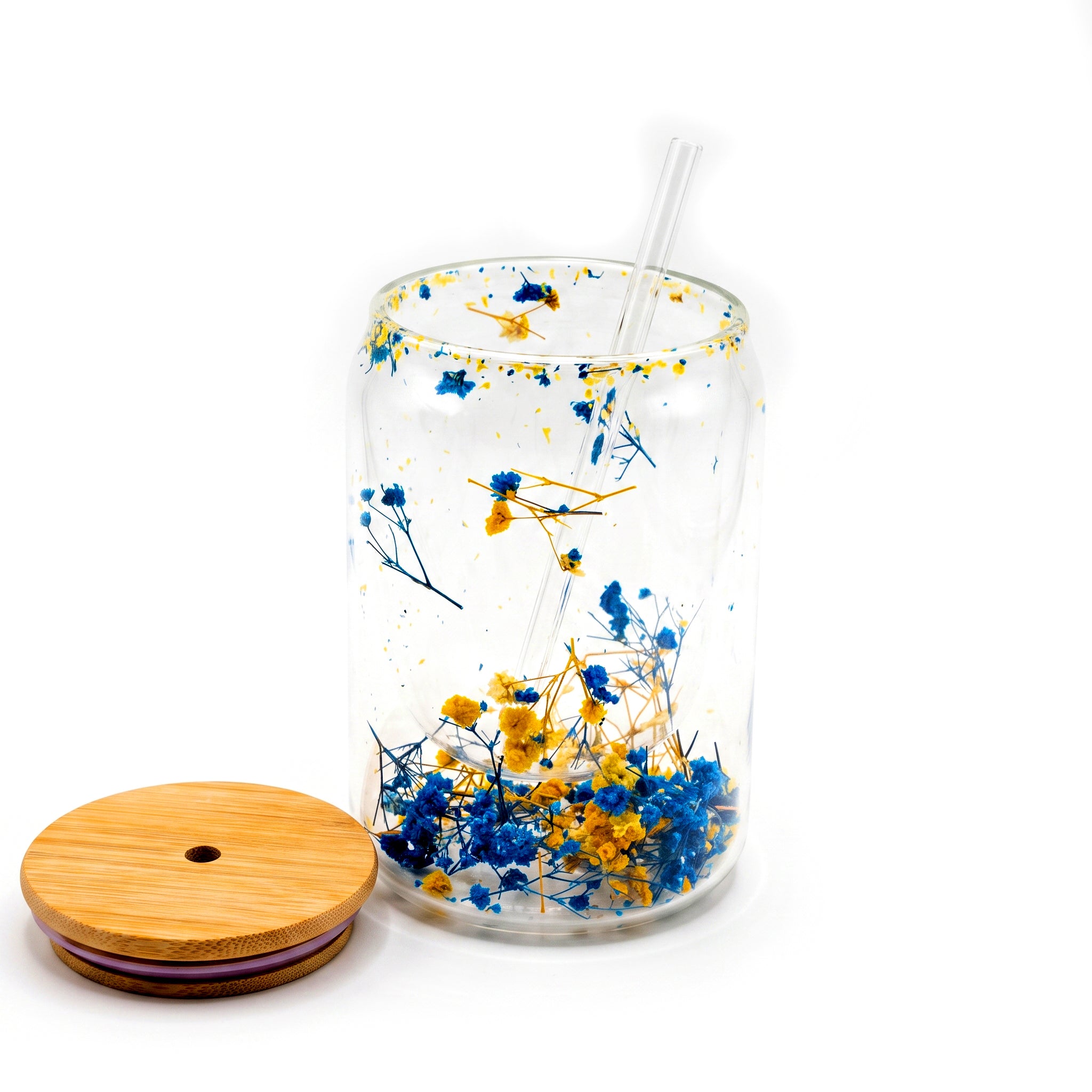 D.W.M 470 ML Double Wall Glass Mason Jar With Glass Straw
