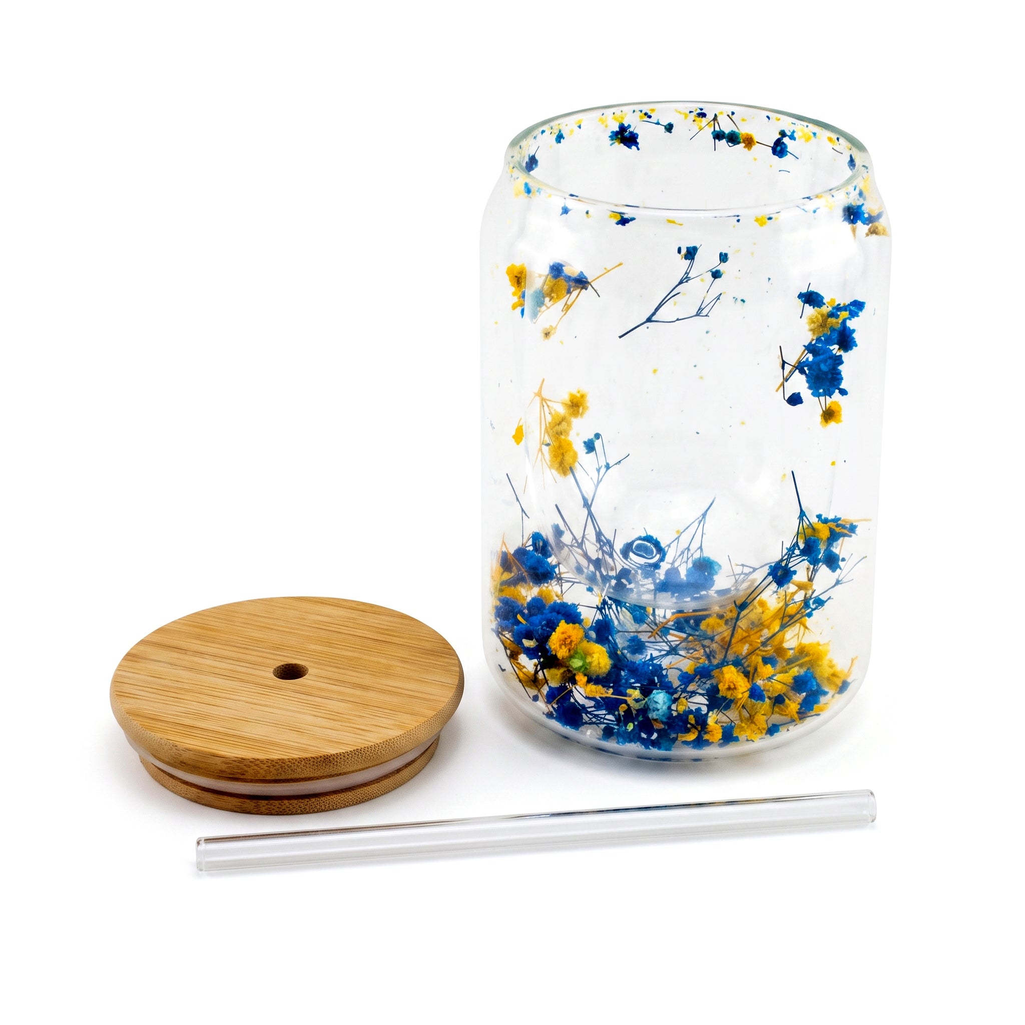 D.W.M 470 ML Double Wall Glass Mason Jar With Glass Straw