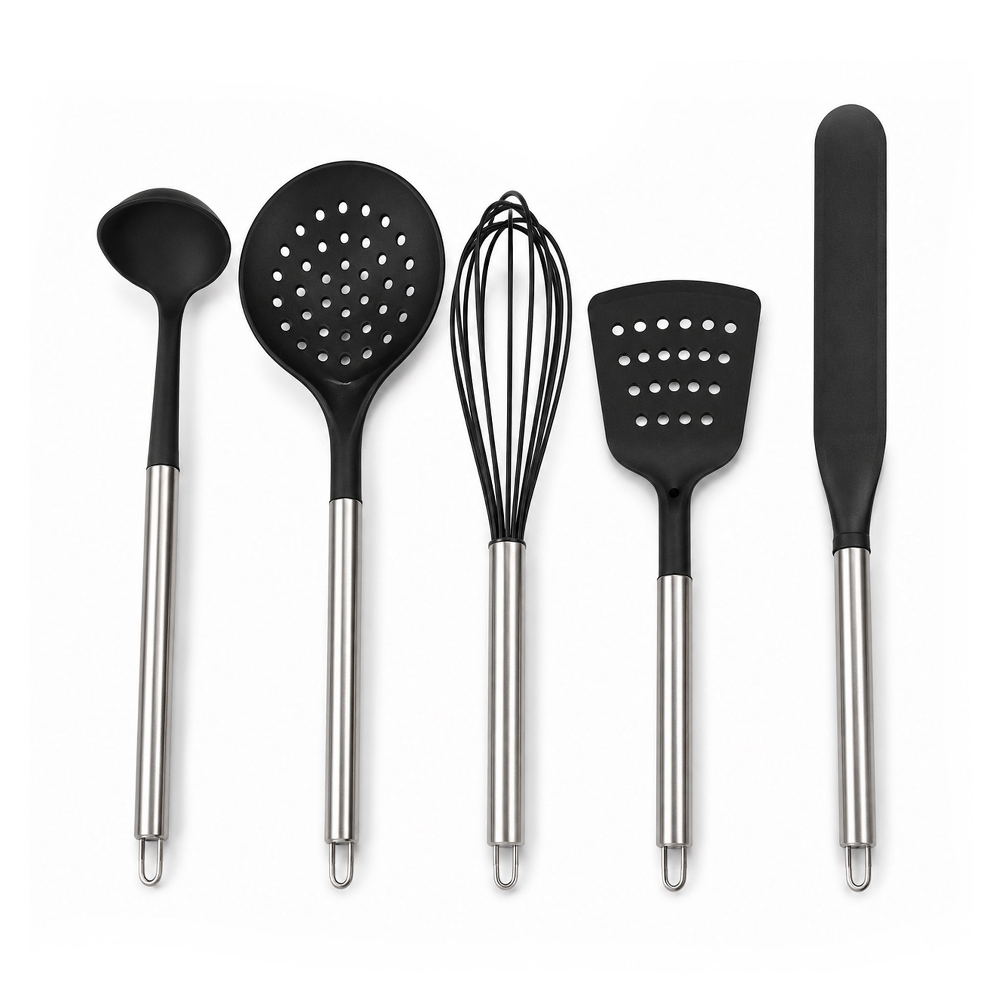 Danny Home 6-Piece Black & White Stainless Steel Non-Stick Kitchen Tools Set.