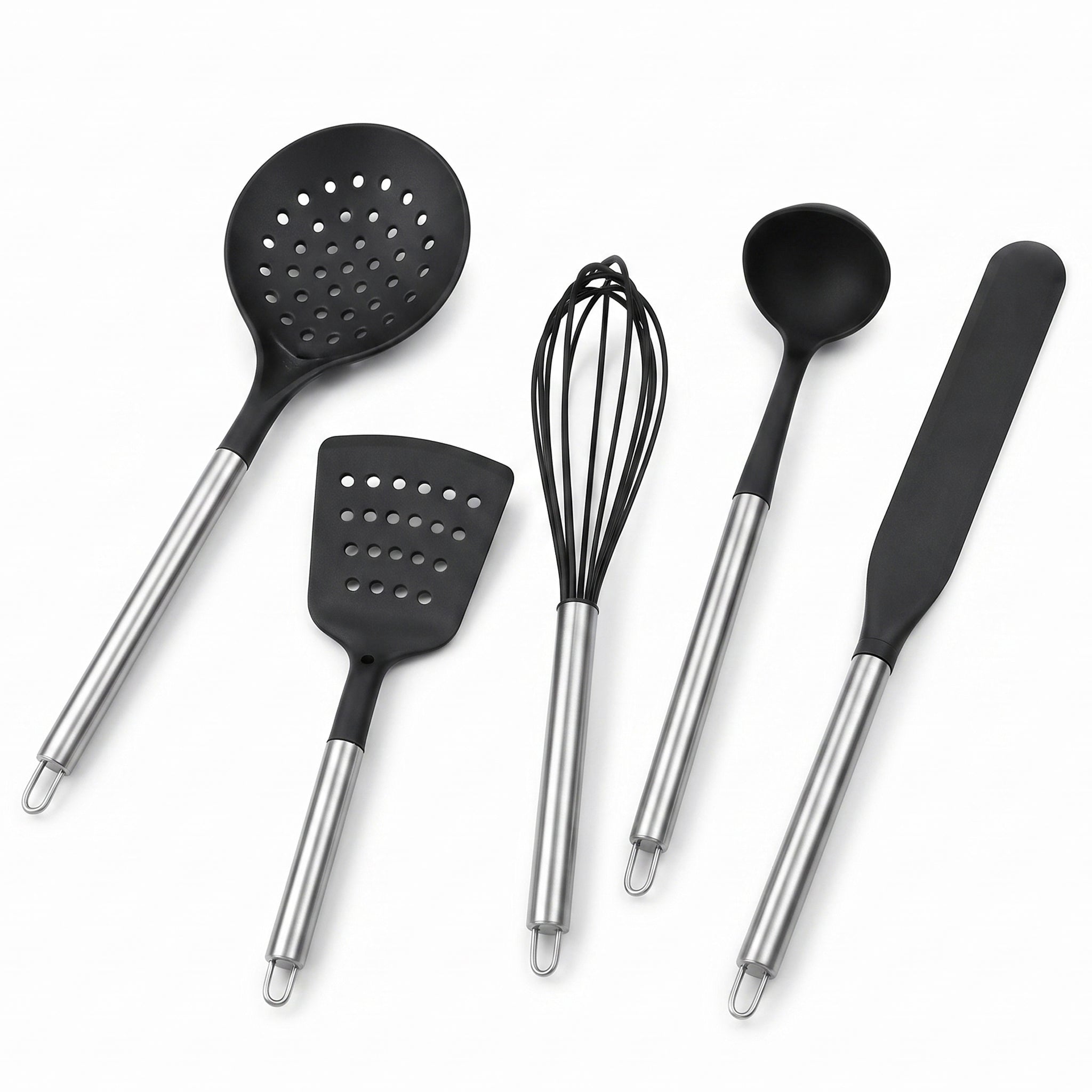Danny Home 6-Piece Black & White Stainless Steel Non-Stick Kitchen Tools Set.