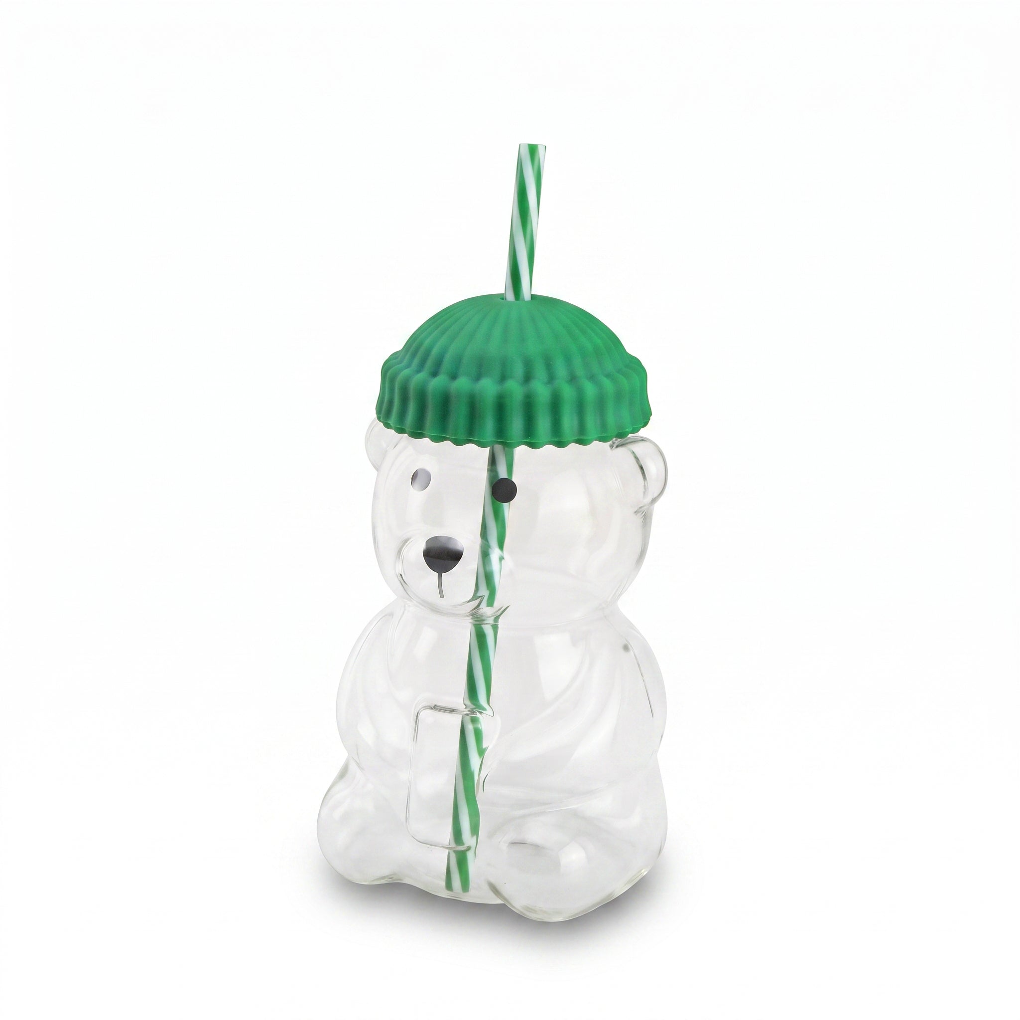 D.W.M 650 ML Bear Shaped Glass Mason Jars With Straw