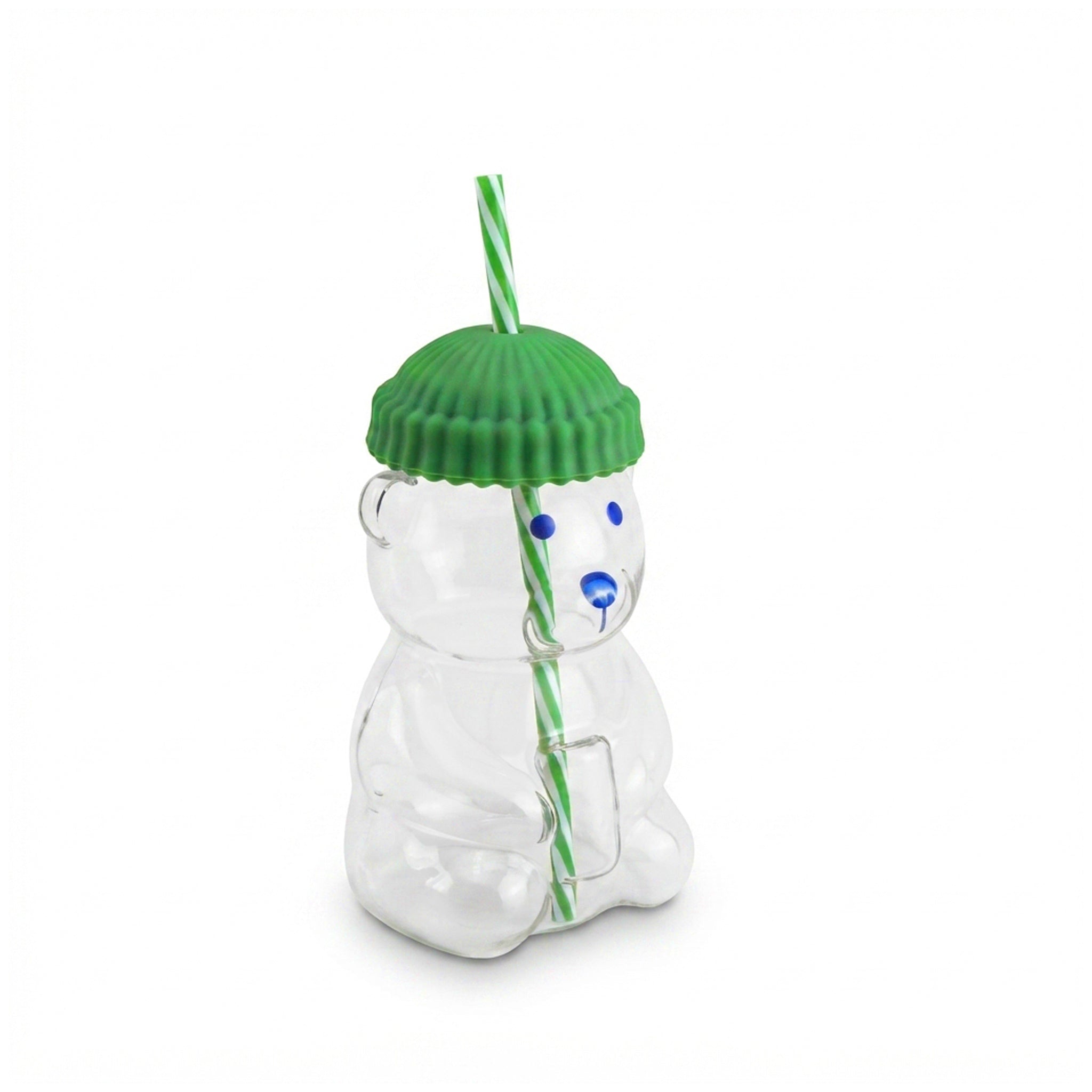 D.W.M 650 ML Bear Shaped Glass Mason Jars With Straw