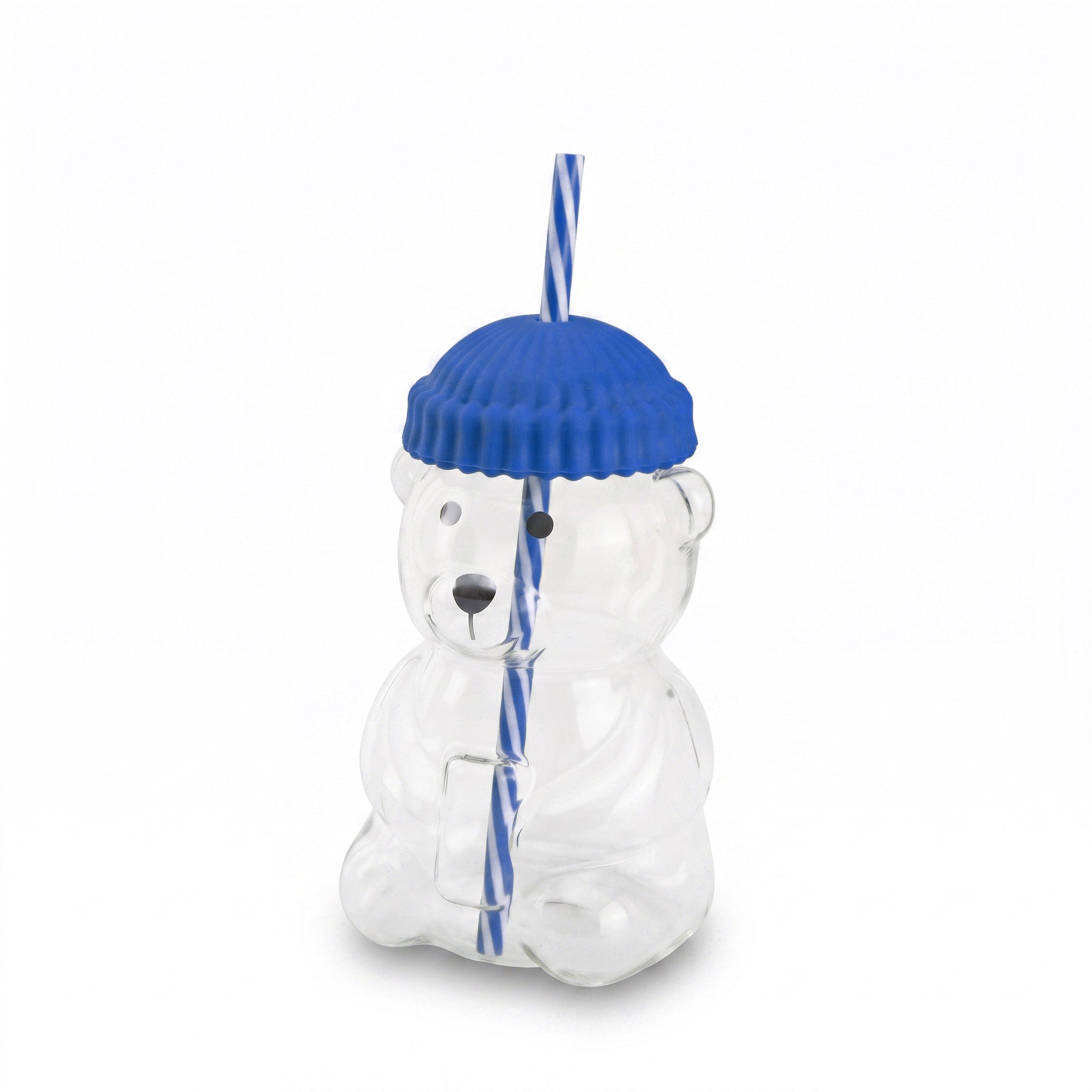 D.W.M 650 ML Bear Shaped Glass Mason Jars With Straw
