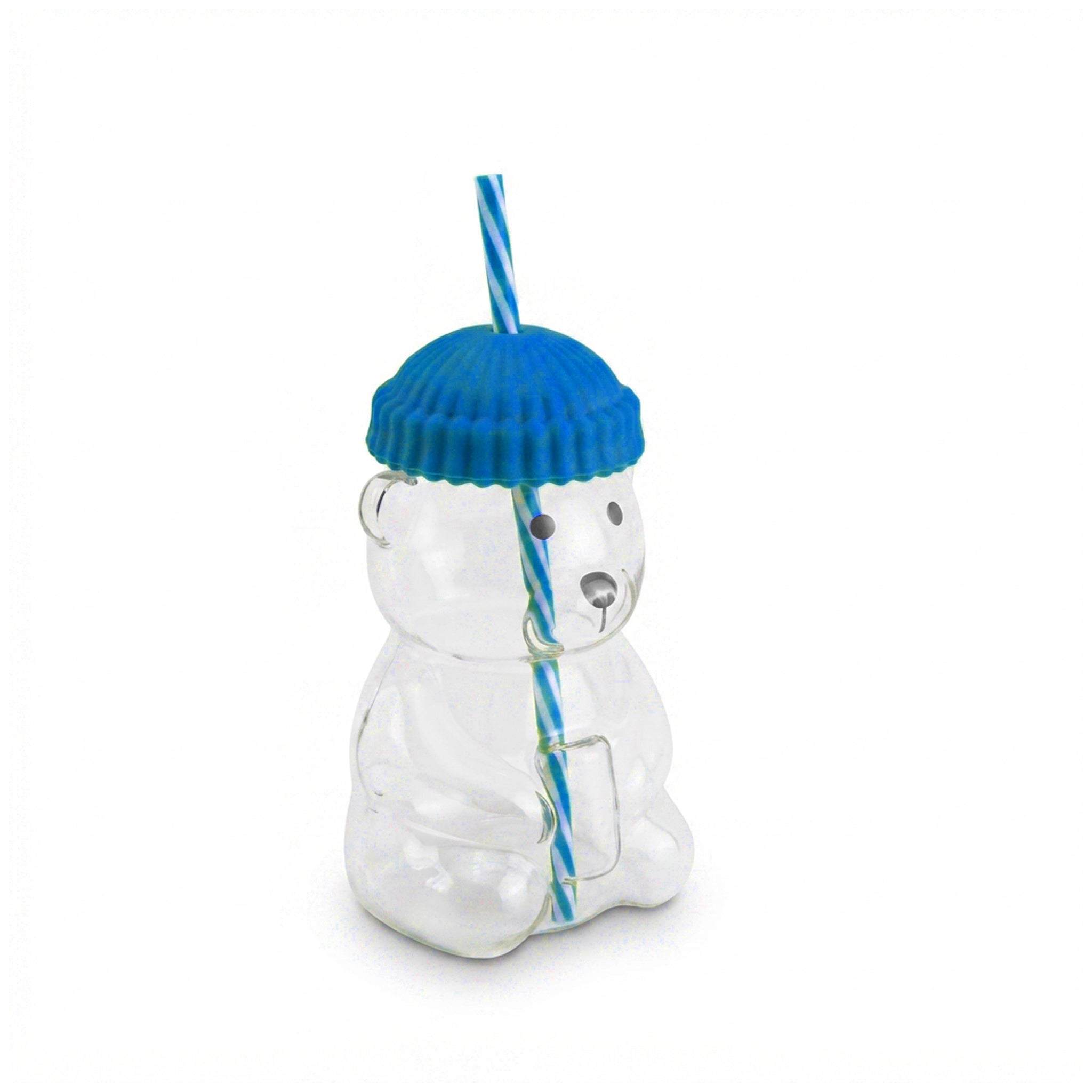 D.W.M 650 ML Bear Shaped Glass Mason Jars With Straw