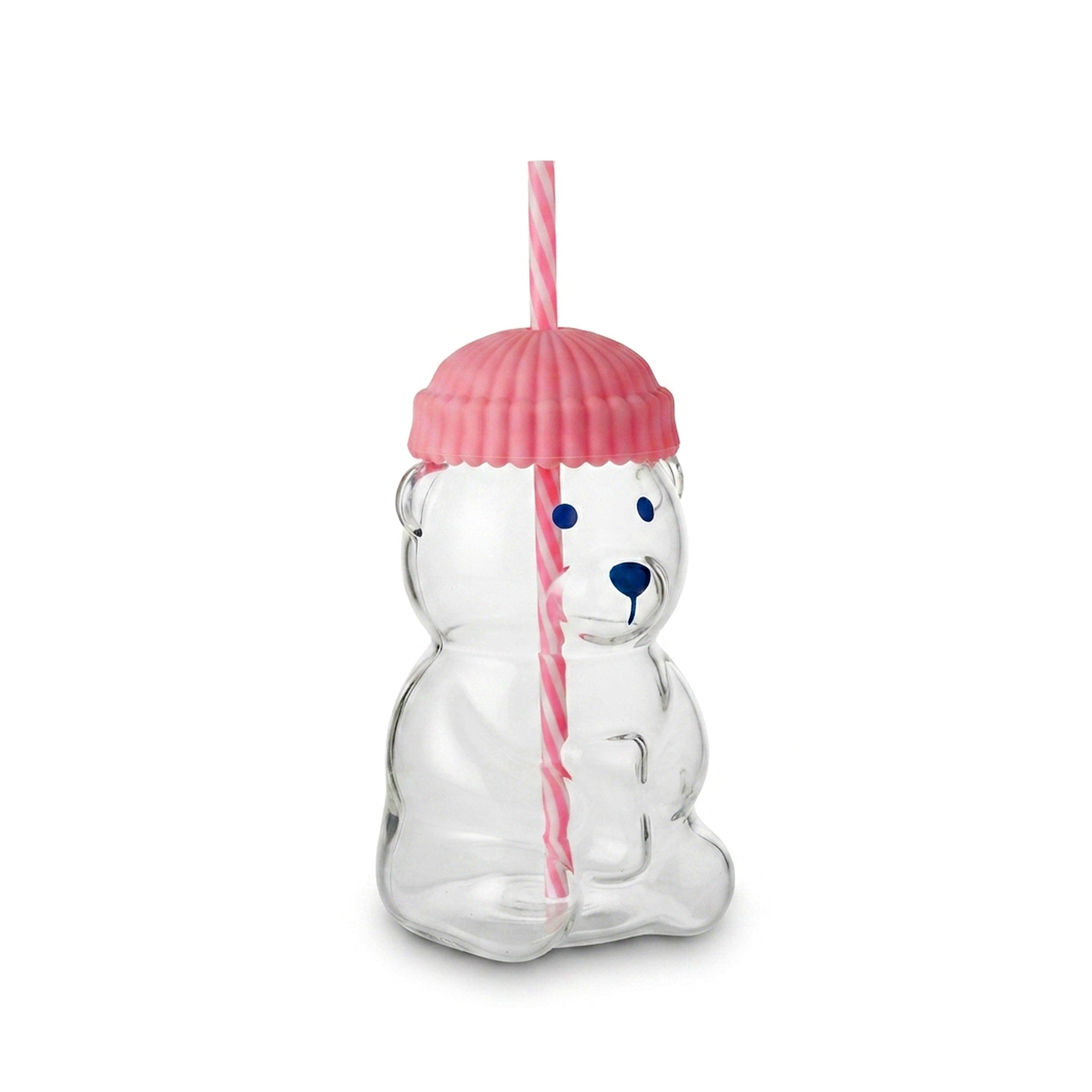 D.W.M 650 ML Bear Shaped Glass Mason Jars With Straw