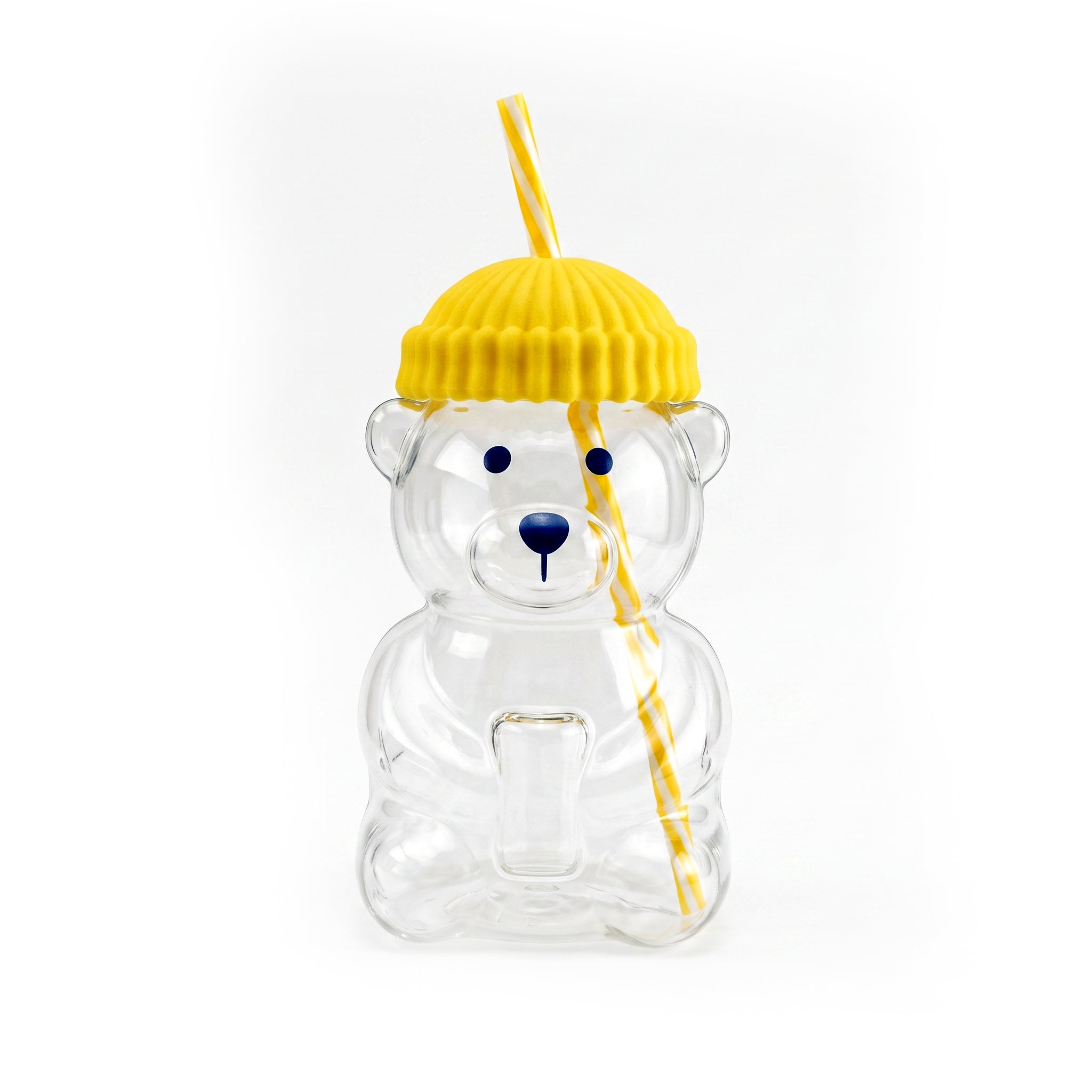 D.W.M 650 ML Bear Shaped Glass Mason Jars With Straw