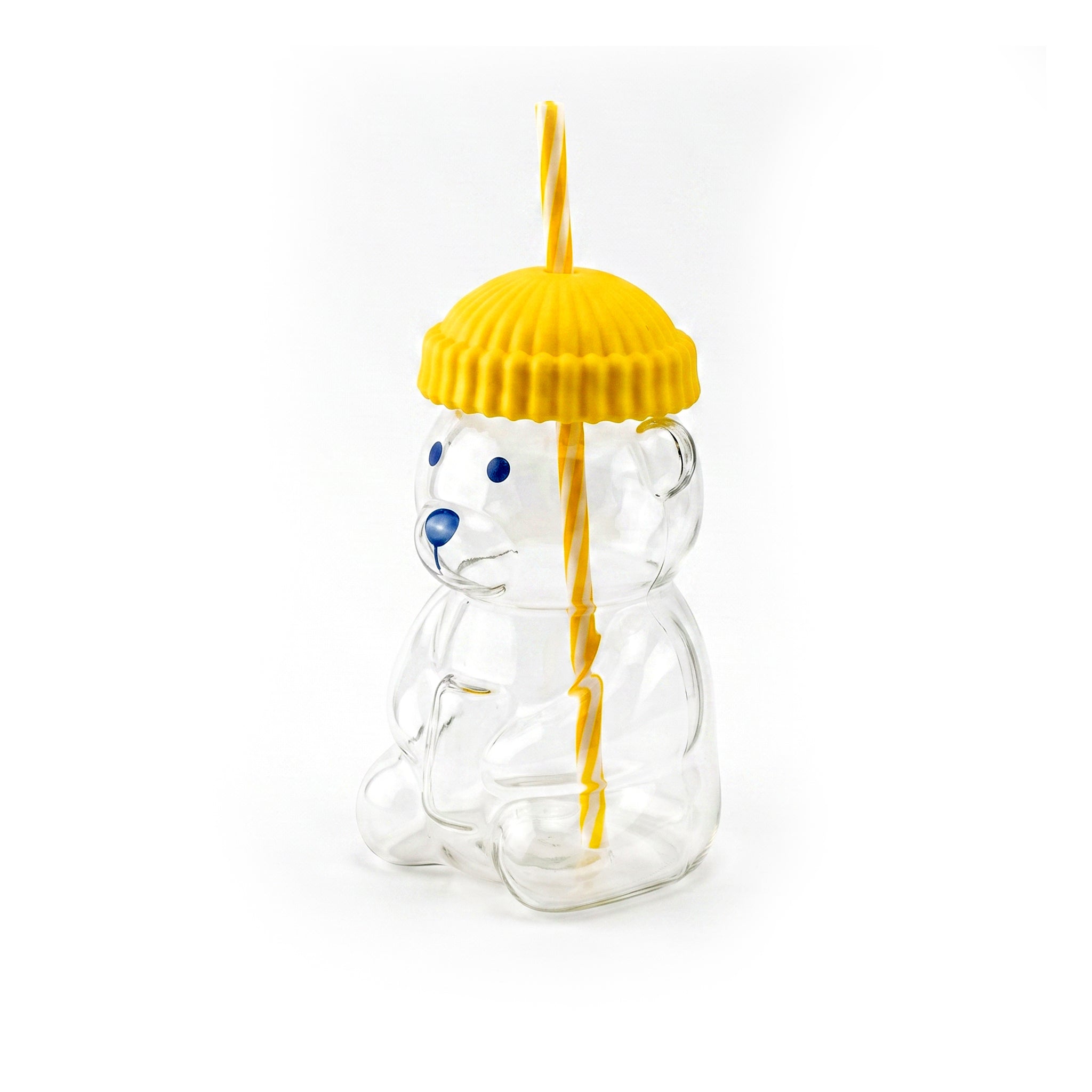 D.W.M 650 ML Bear Shaped Glass Mason Jars With Straw