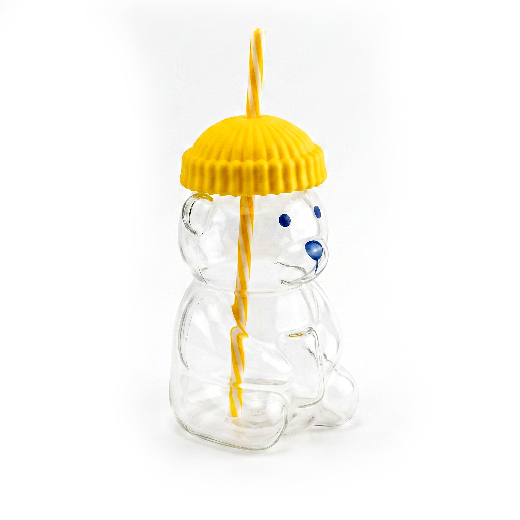 D.W.M 650 ML Bear Shaped Glass Mason Jars With Straw