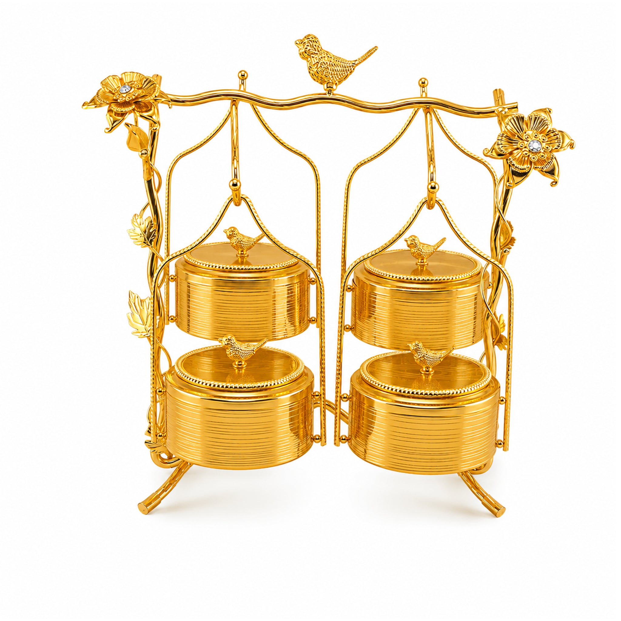 Fancy 4-Portion Golden Hanging Dry Fruit Serving Set