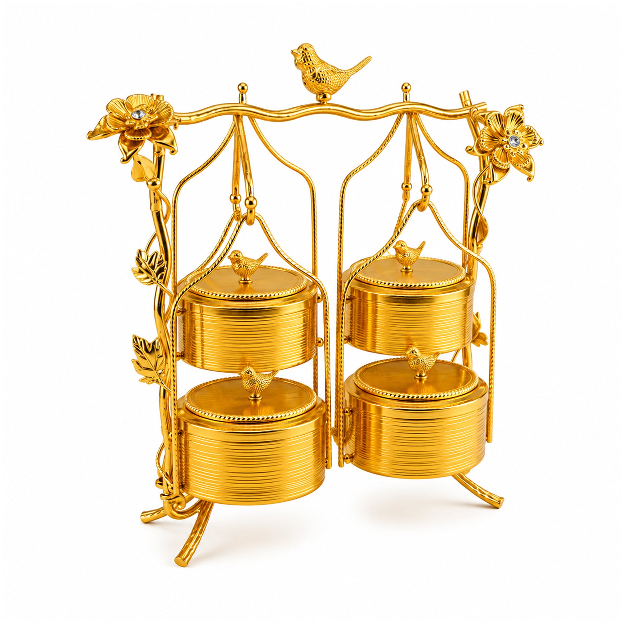 Fancy 4-Portion Golden Hanging Dry Fruit Serving Set