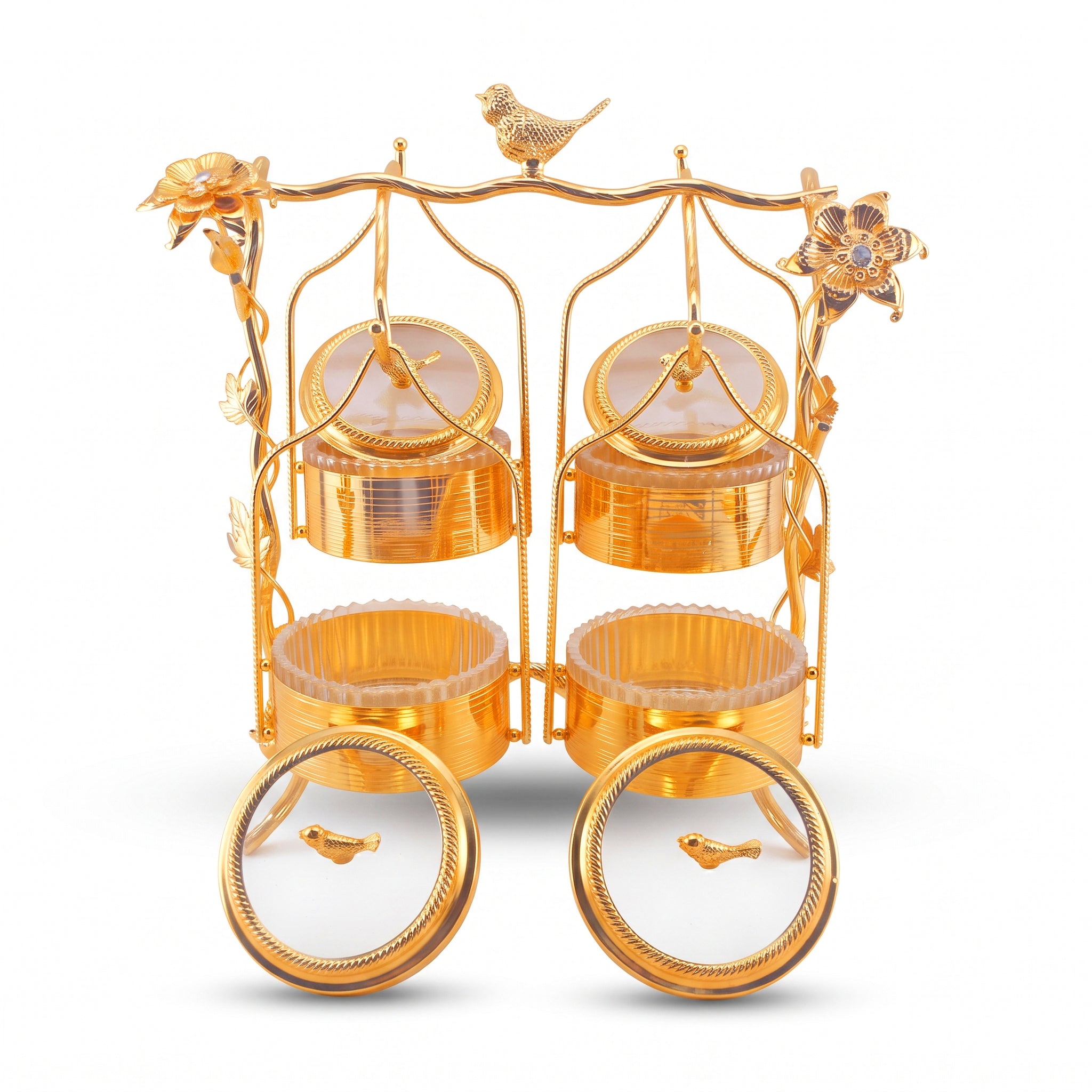 Fancy 4-Portion Golden Hanging Dry Fruit Serving Set