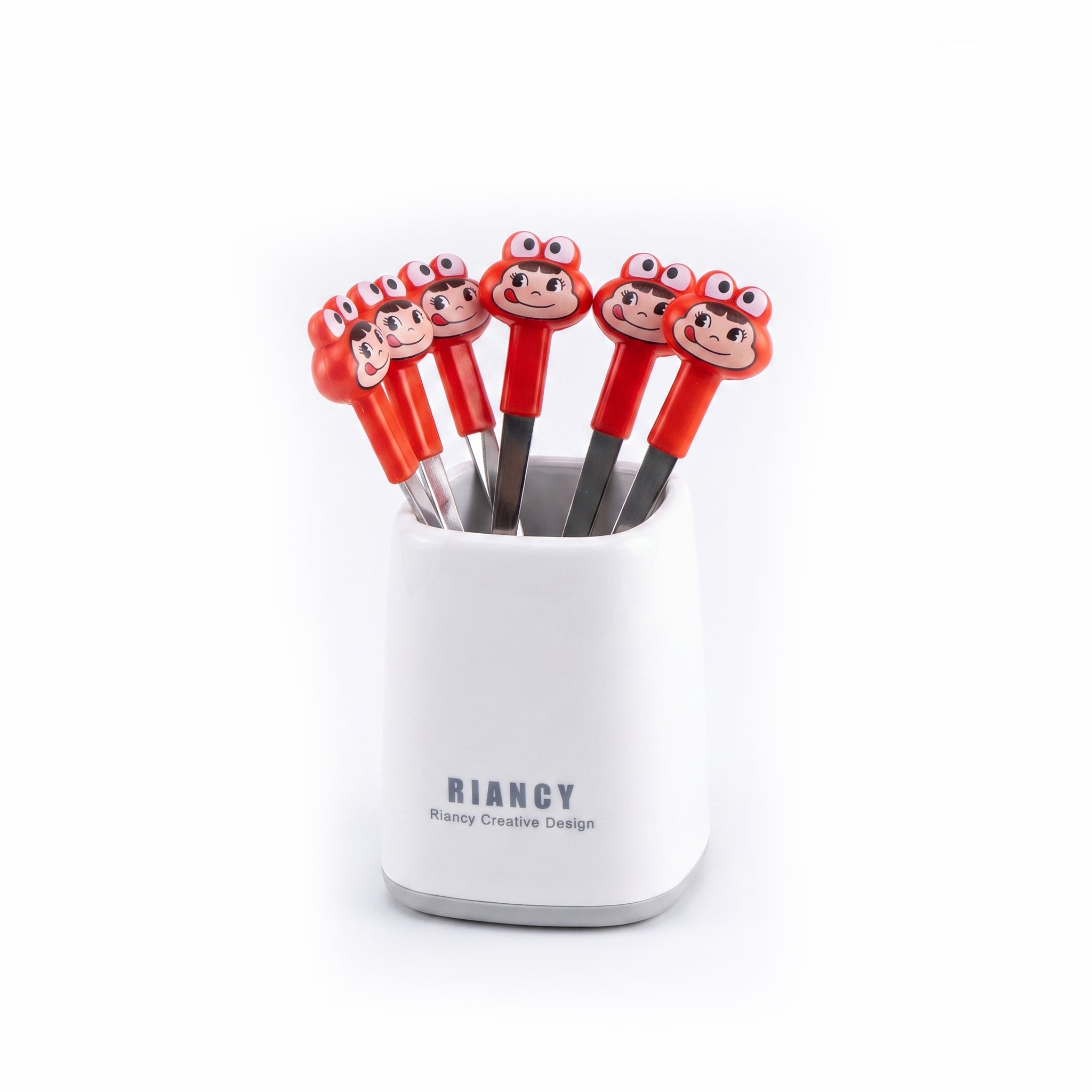 Riancy 6-Piece Fruit Fork Sets. Available in two colors: red and blue