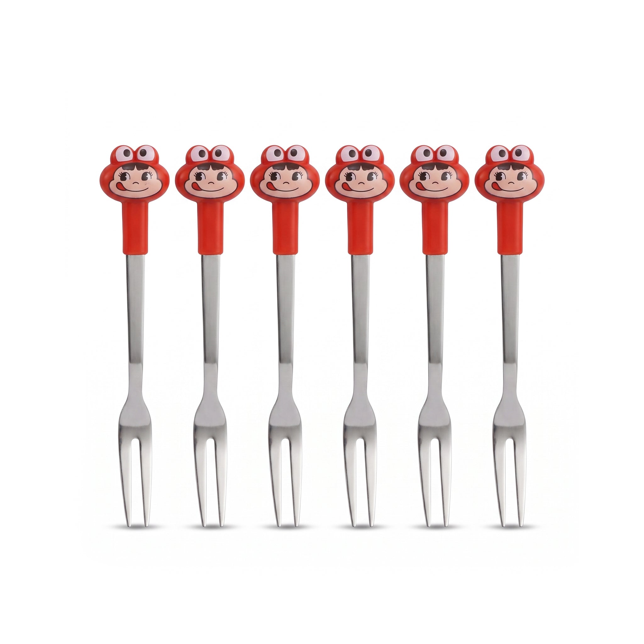Riancy 6-Piece Fruit Fork Sets. Available in two colors: red and blue
