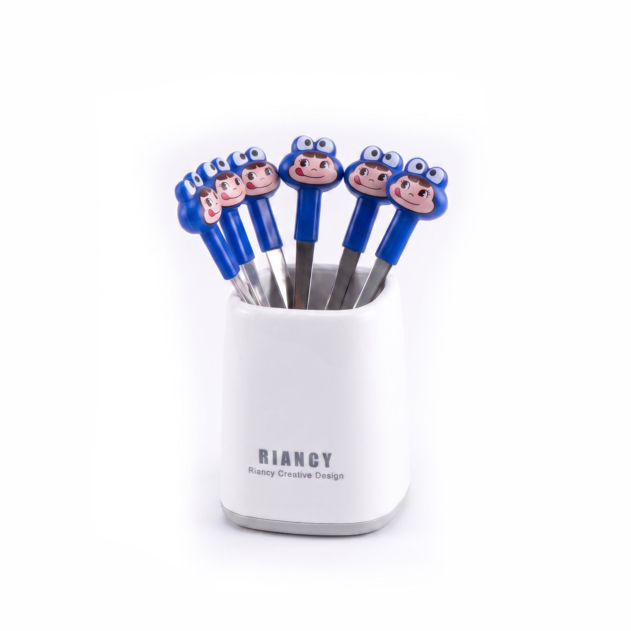 Riancy 6-Piece Fruit Fork Sets. Available in two colors: red and blue