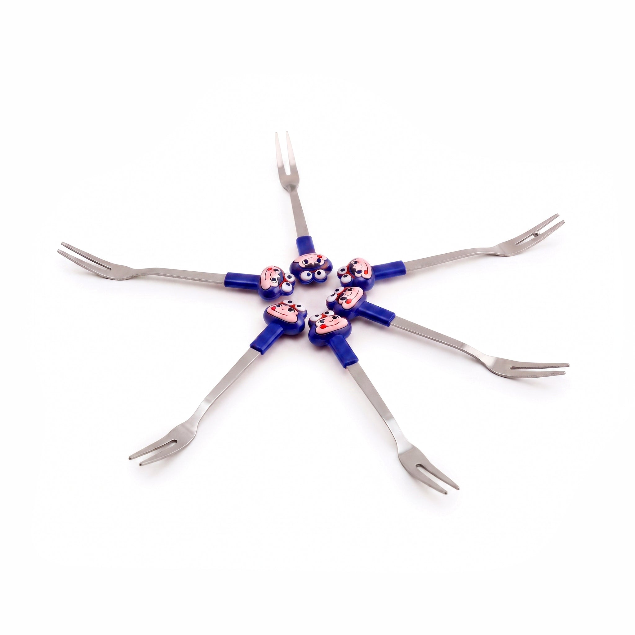 Riancy 6-Piece Fruit Fork Sets. Available in two colors: red and blue
