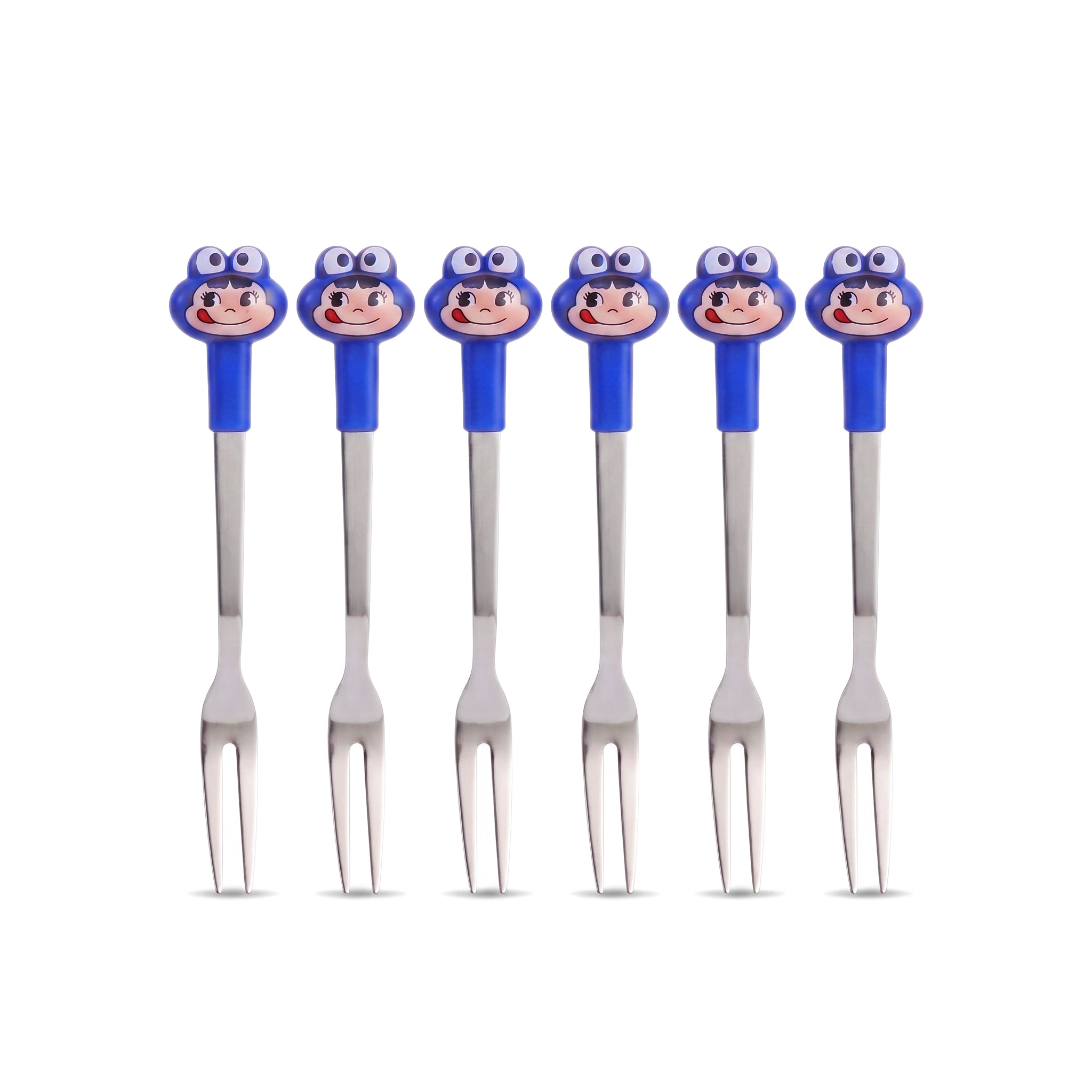 Riancy 6-Piece Fruit Fork Sets. Available in two colors: red and blue
