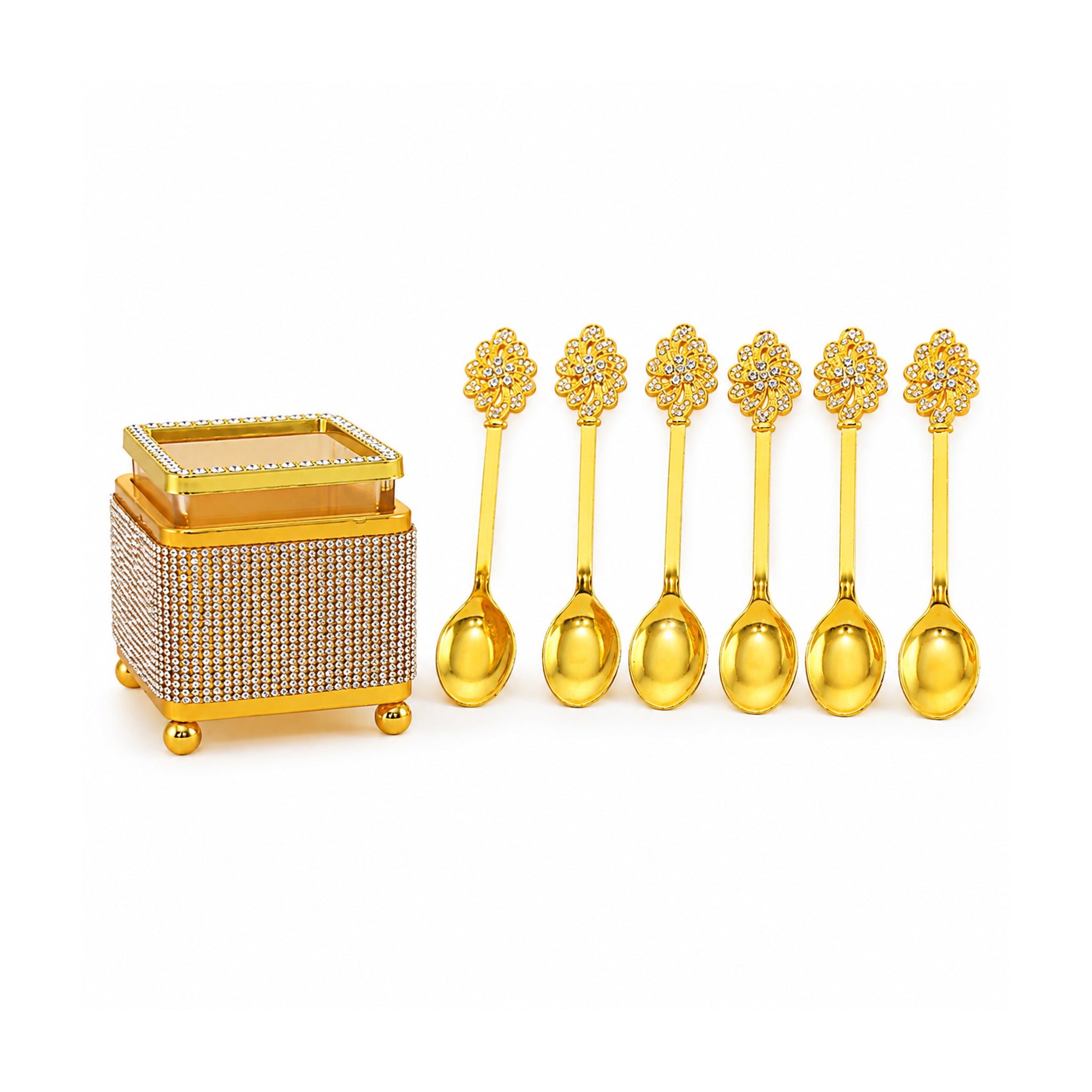 Fancy 6-Piece Metal Golden Tea Spoons Sets