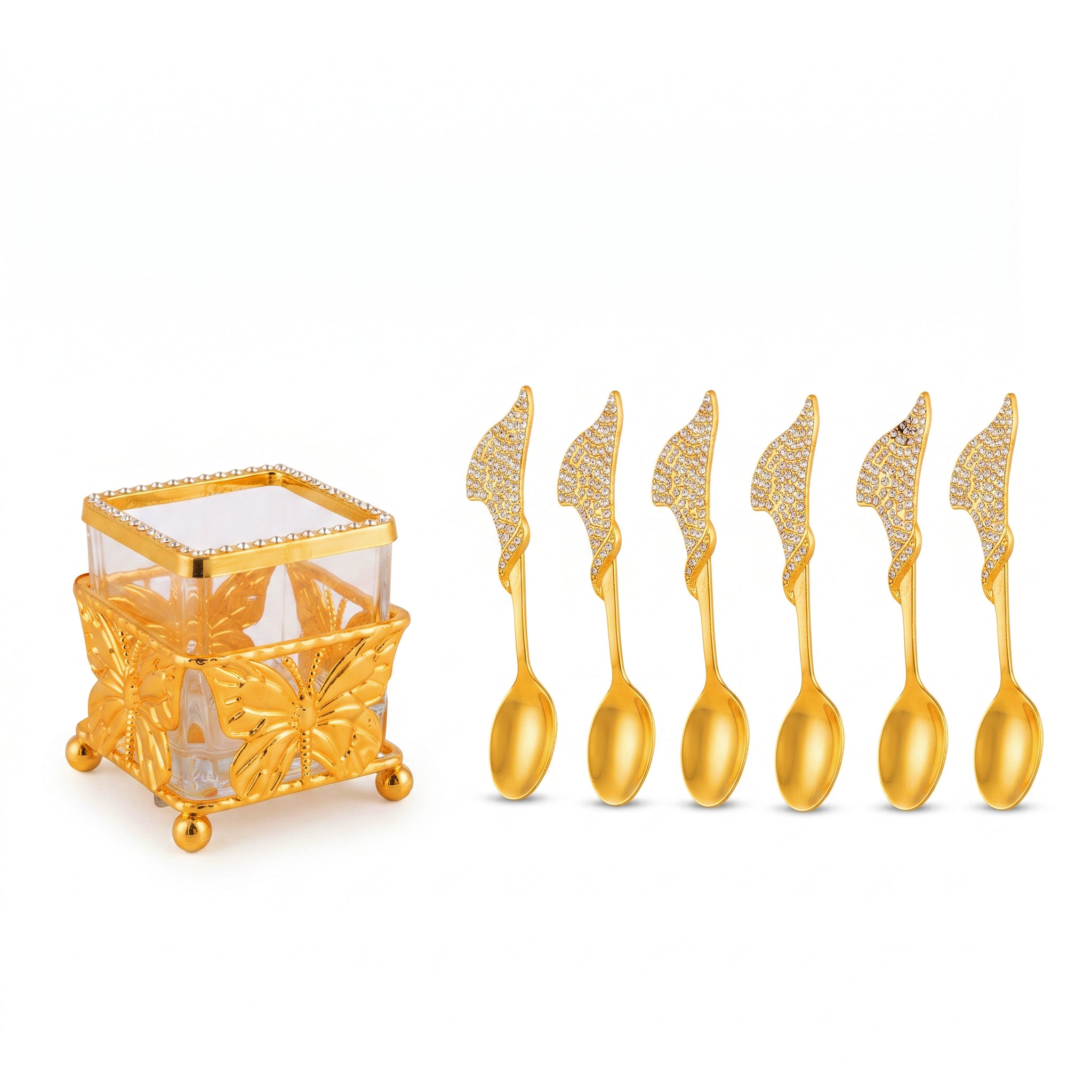 Fancy 6-Piece Metal Golden Tea Spoons Sets
