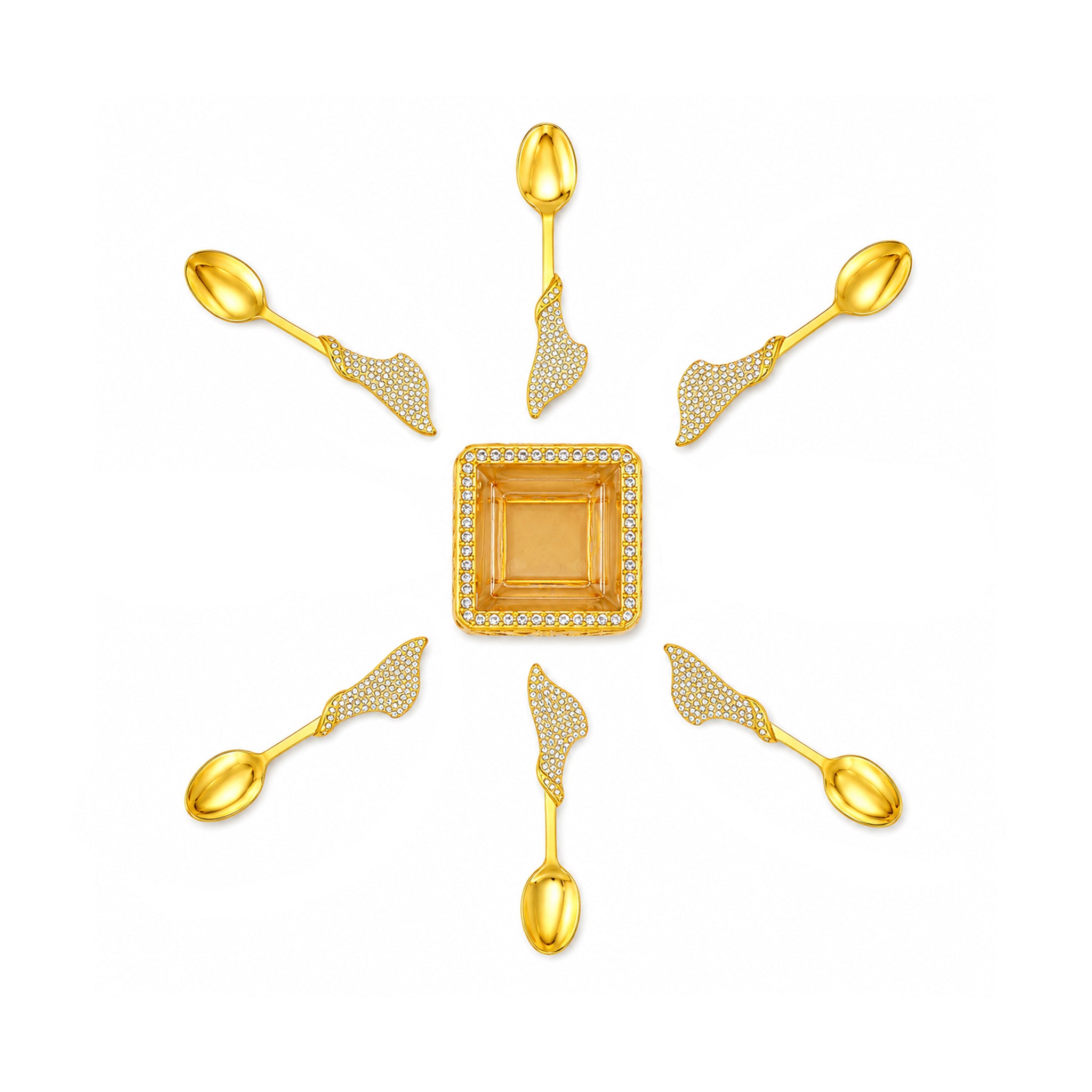 Fancy 6-Piece Metal Golden Tea Spoons Sets