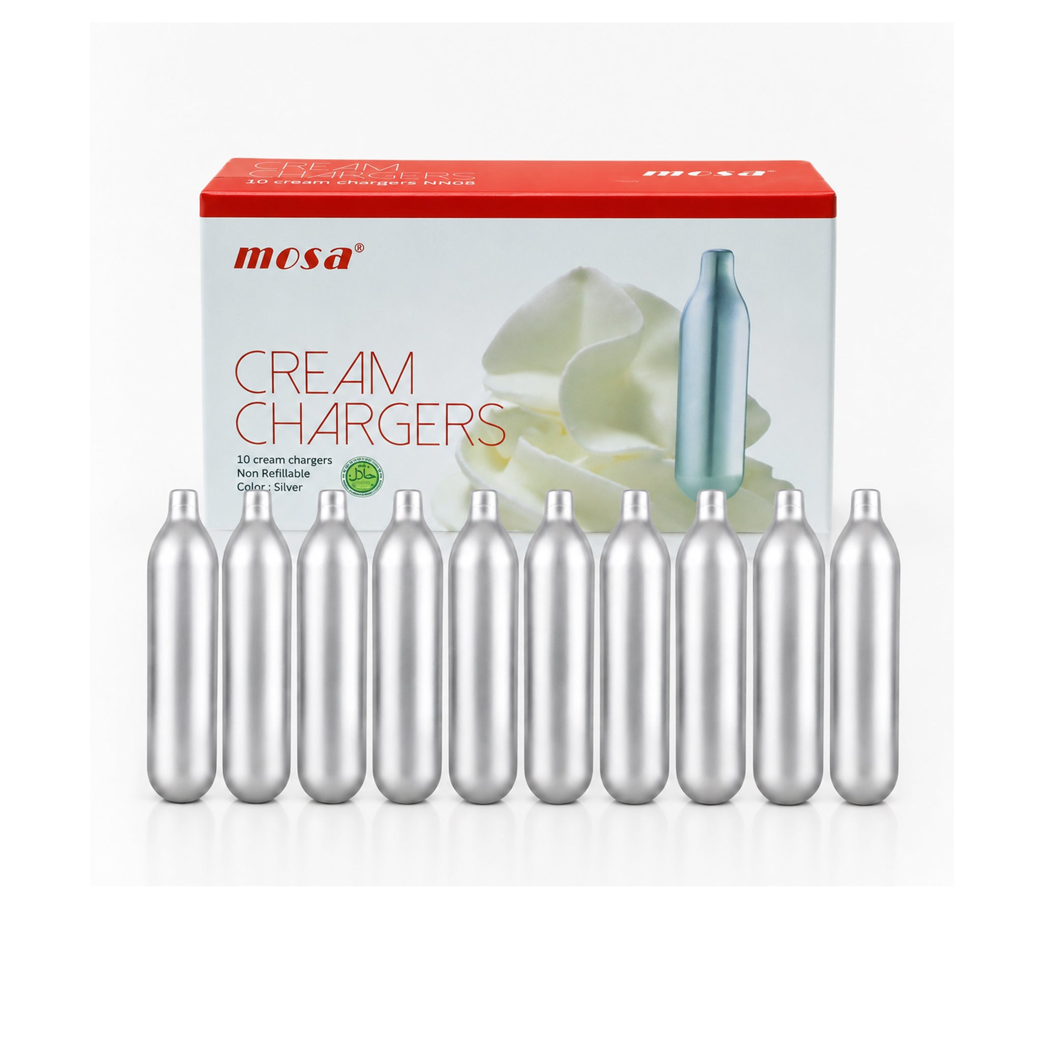 Mosa 10-Piece Silver Cream Charger