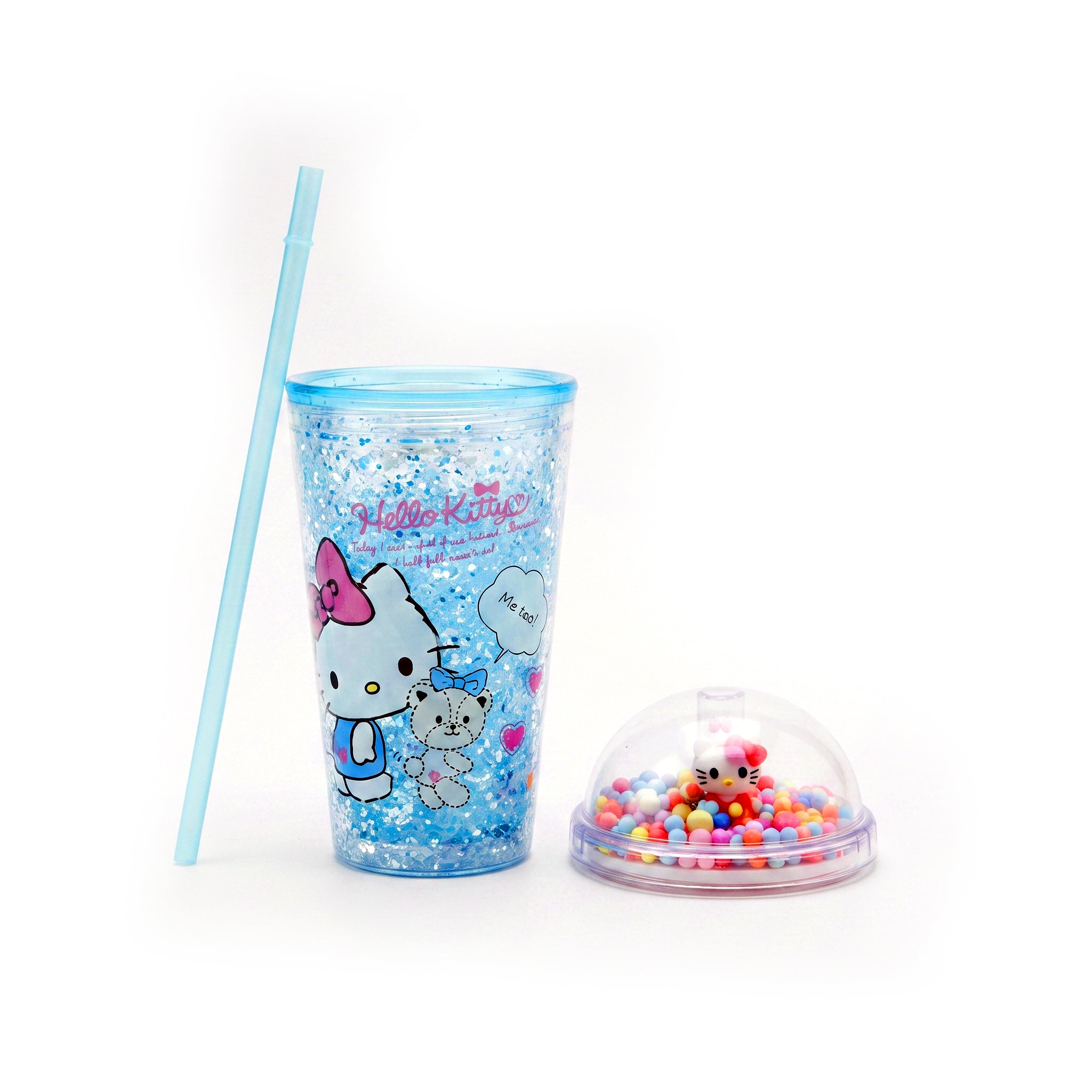 A/C 450 ML Acrylic Double Wall Cartoon Glitter Tumbler With Plastic Straw