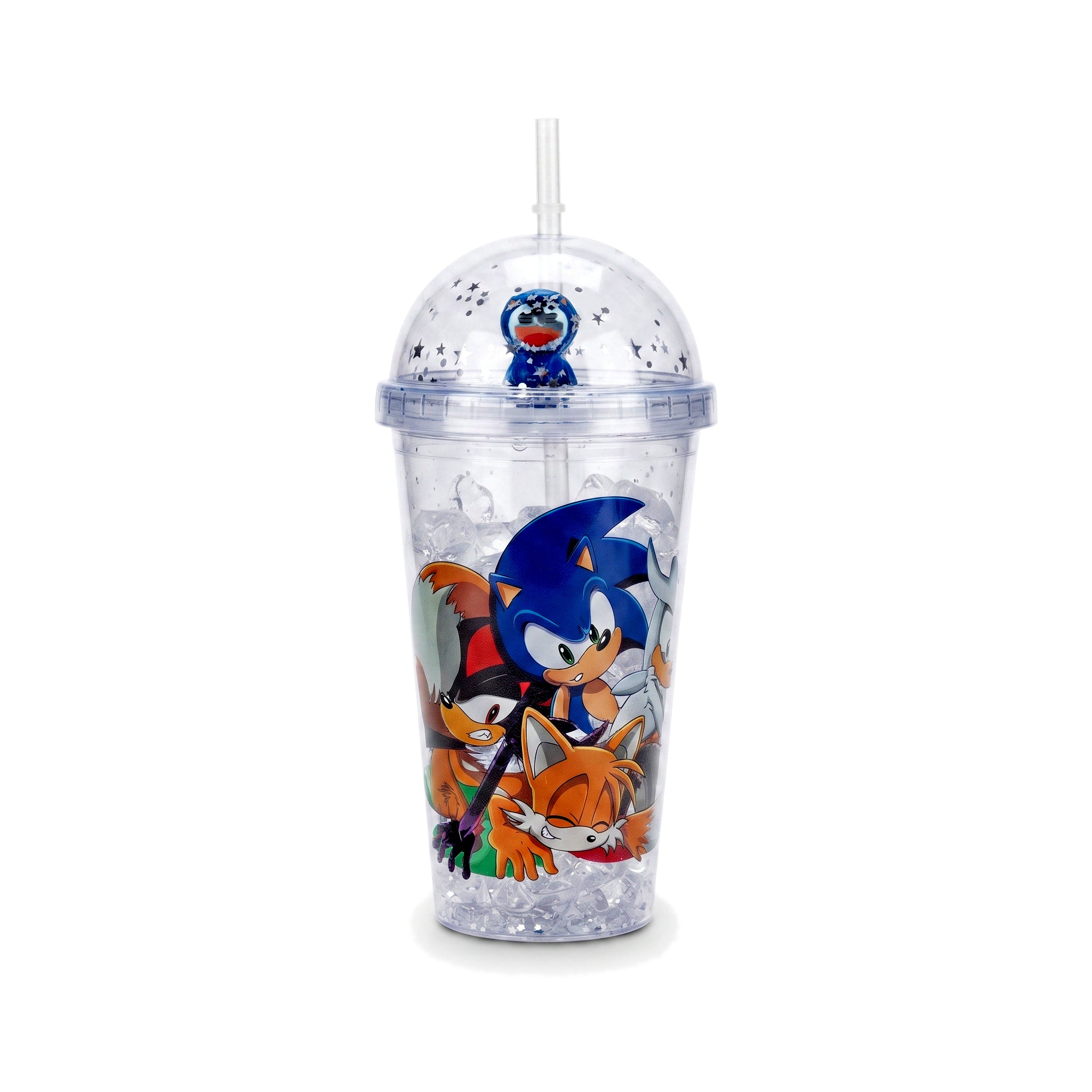 A/C 450 ML Acrylic Double Wall Cartoon Glitter Tumbler With Plastic Straw