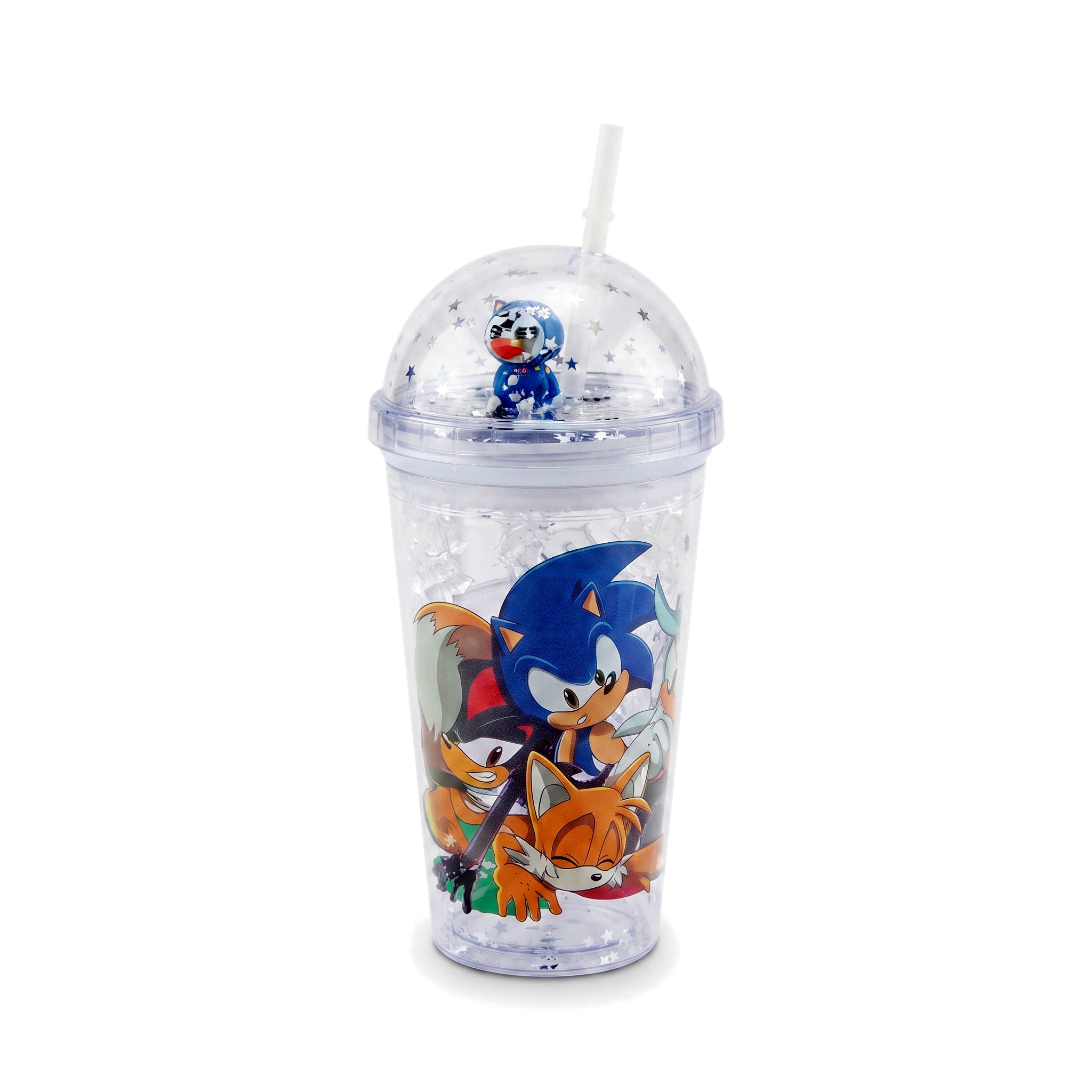 A/C 450 ML Acrylic Double Wall Cartoon Glitter Tumbler With Plastic Straw